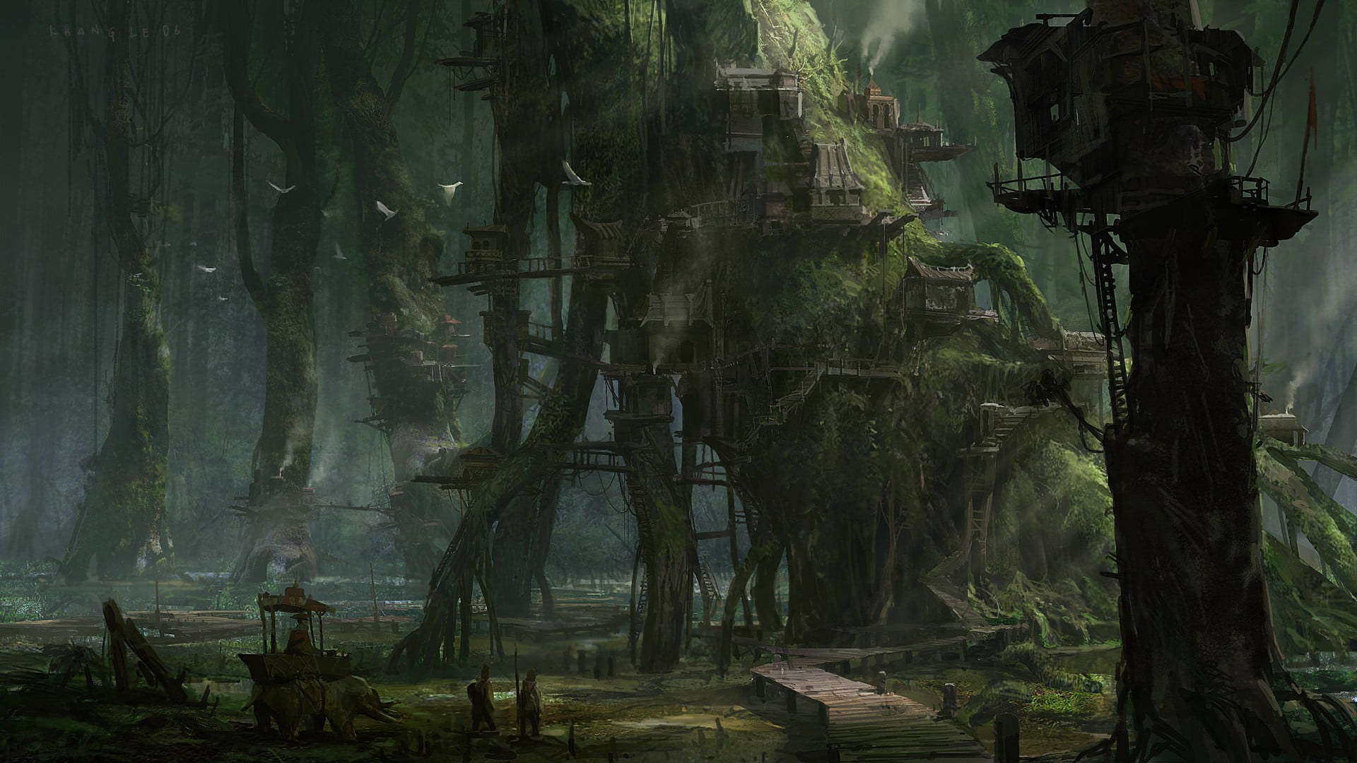 1920x1080 Giant tree, fantasy art HD wallpaper