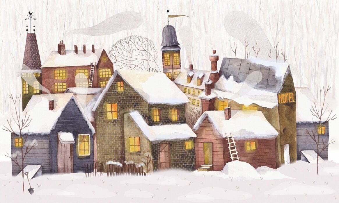 1165x699 Houses in Winter Snow