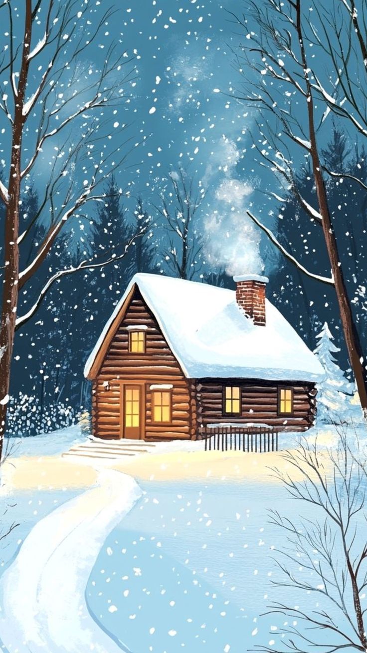736x1308 Winter cabin drawing ideas. Cozy winter cabin drawing, Winter watercolor, Magical winter