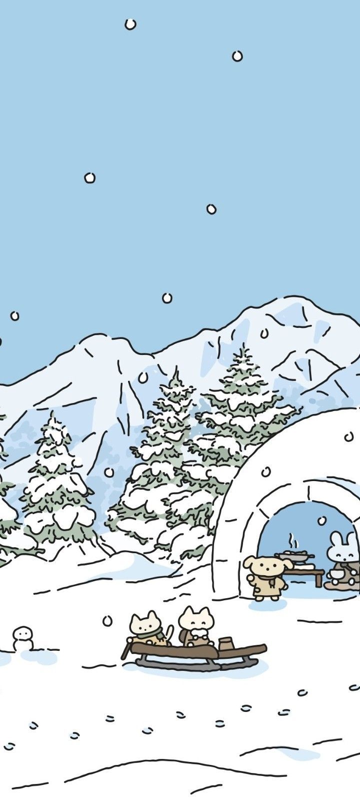 720x1600 Winter Cartoon Aesthetic Wallpaper