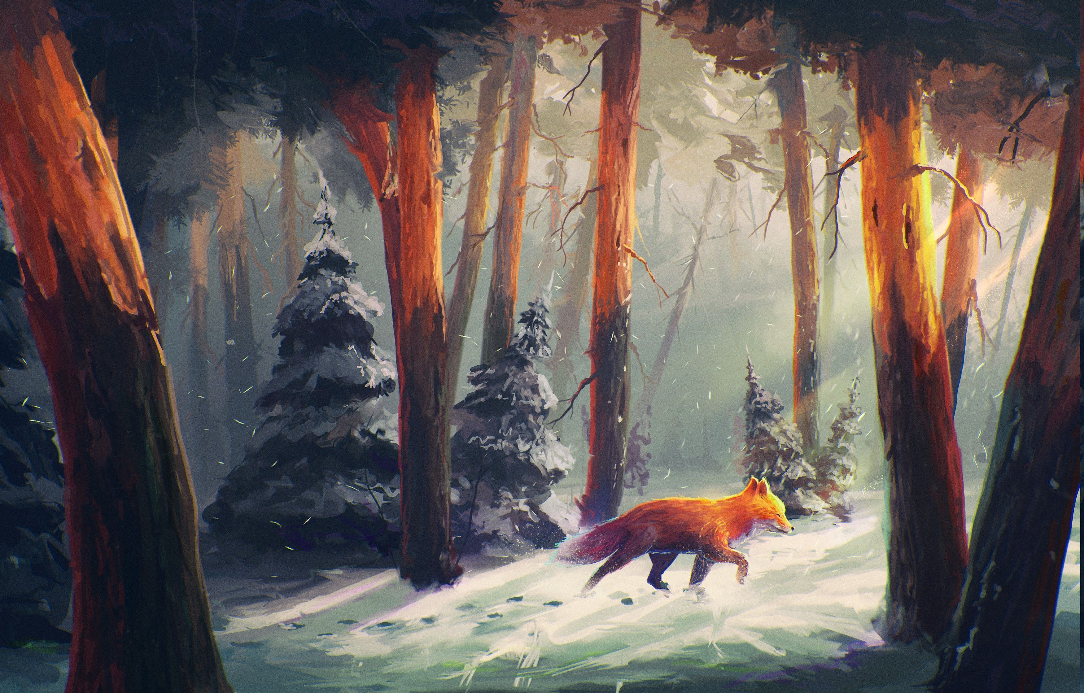 3500x2238 Winter Drawings Wallpaper