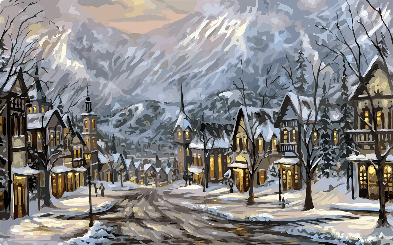 1280x801 Download Street Snow Landscape. Royalty Free Vector Graphic