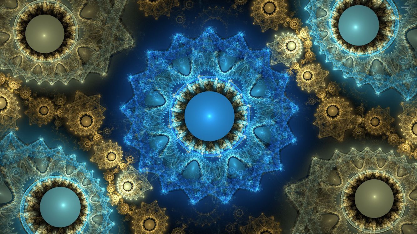 1333x750 Wallpaper Blue and White Round Decor, Background Free Image