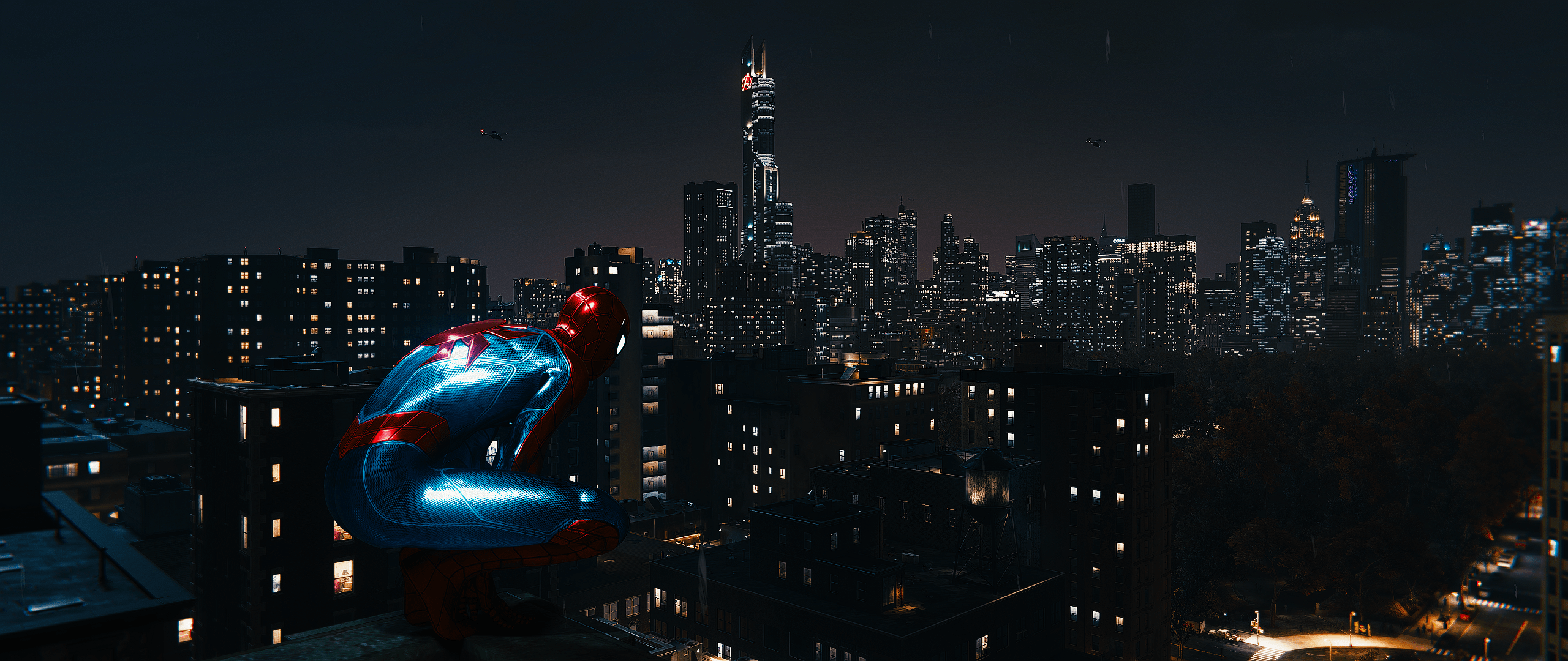 2560x1080 Spider Man Night Wallpaper