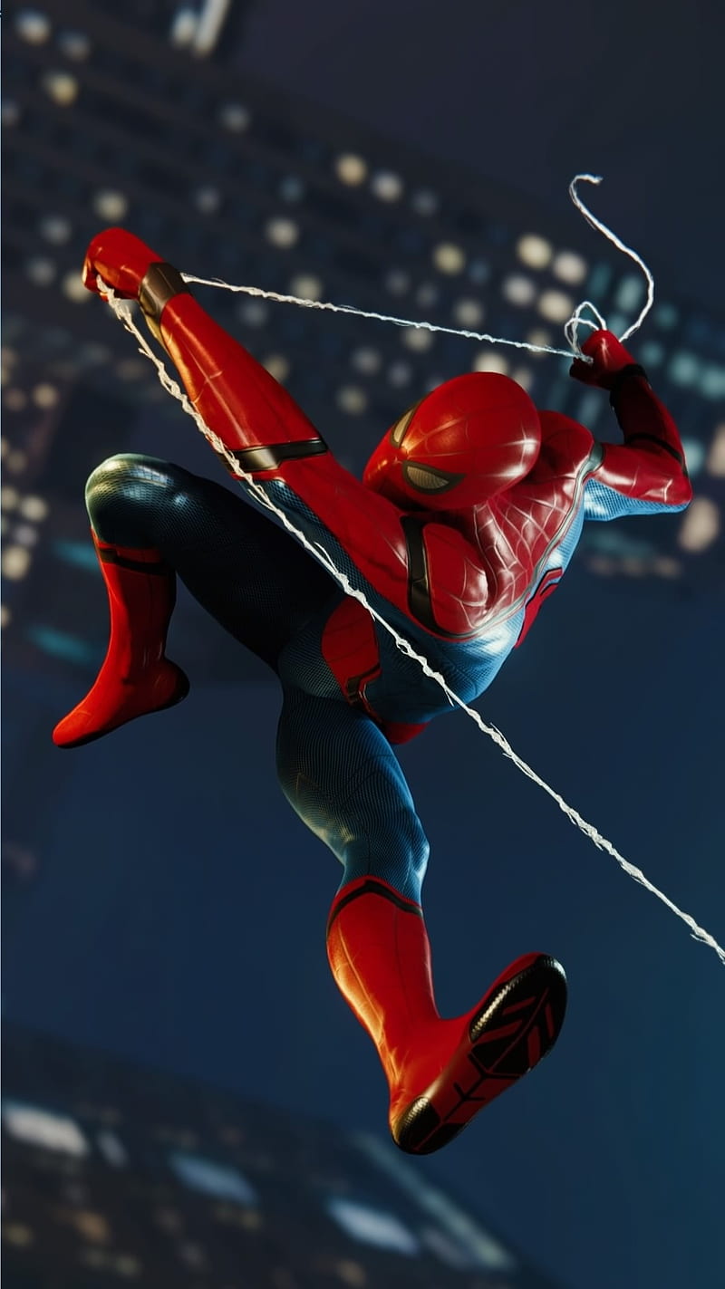 800x1423 Spider Man In Night, Far From Home, Marvel, Spider, Tom, Tom Holland, Wars, HD Phone Wallpaper