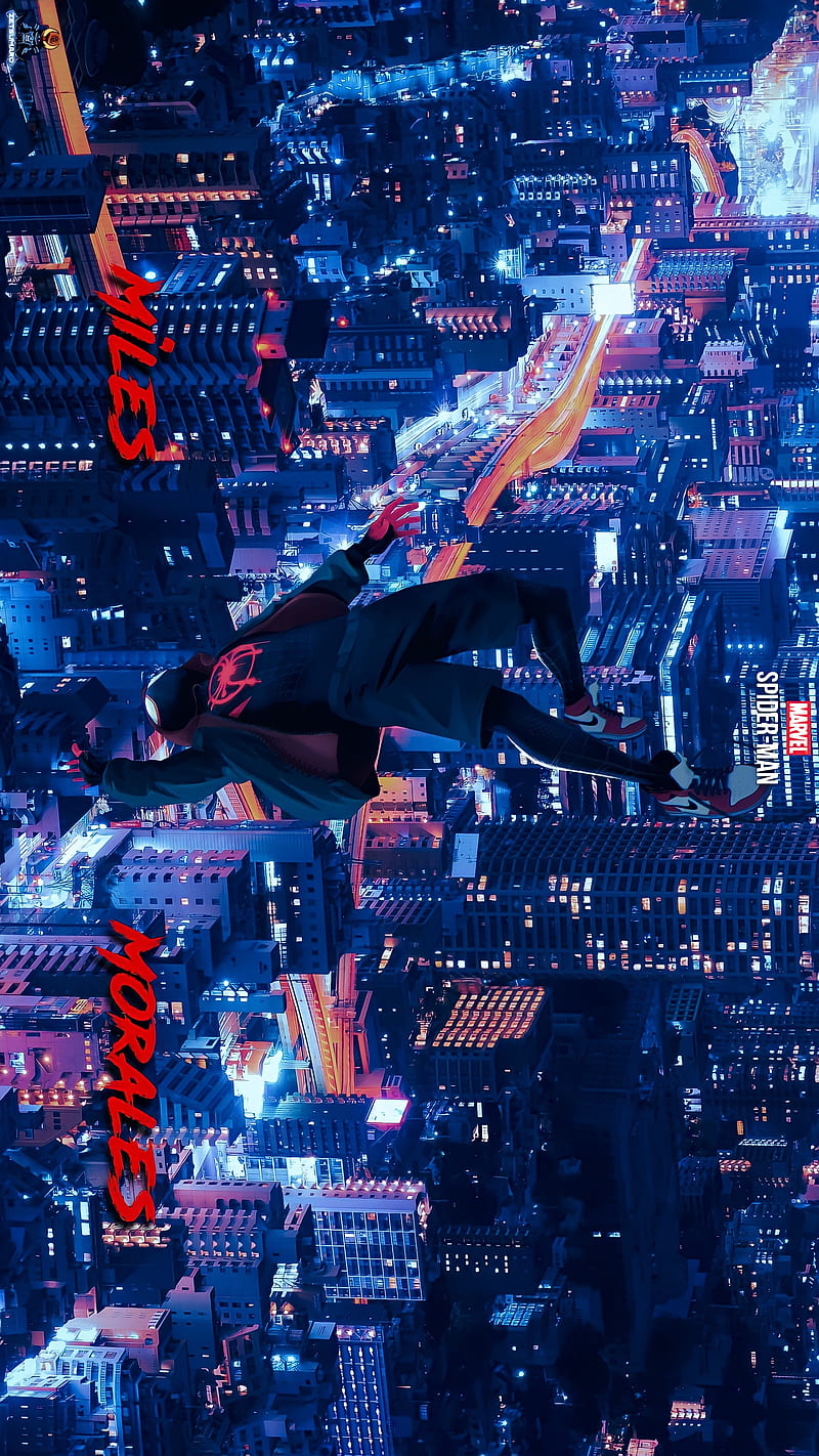800x1422 Spider Man, City, Games, Miles Morales, Night, Hop, Ps Spiderman, HD Phone Wallpaper