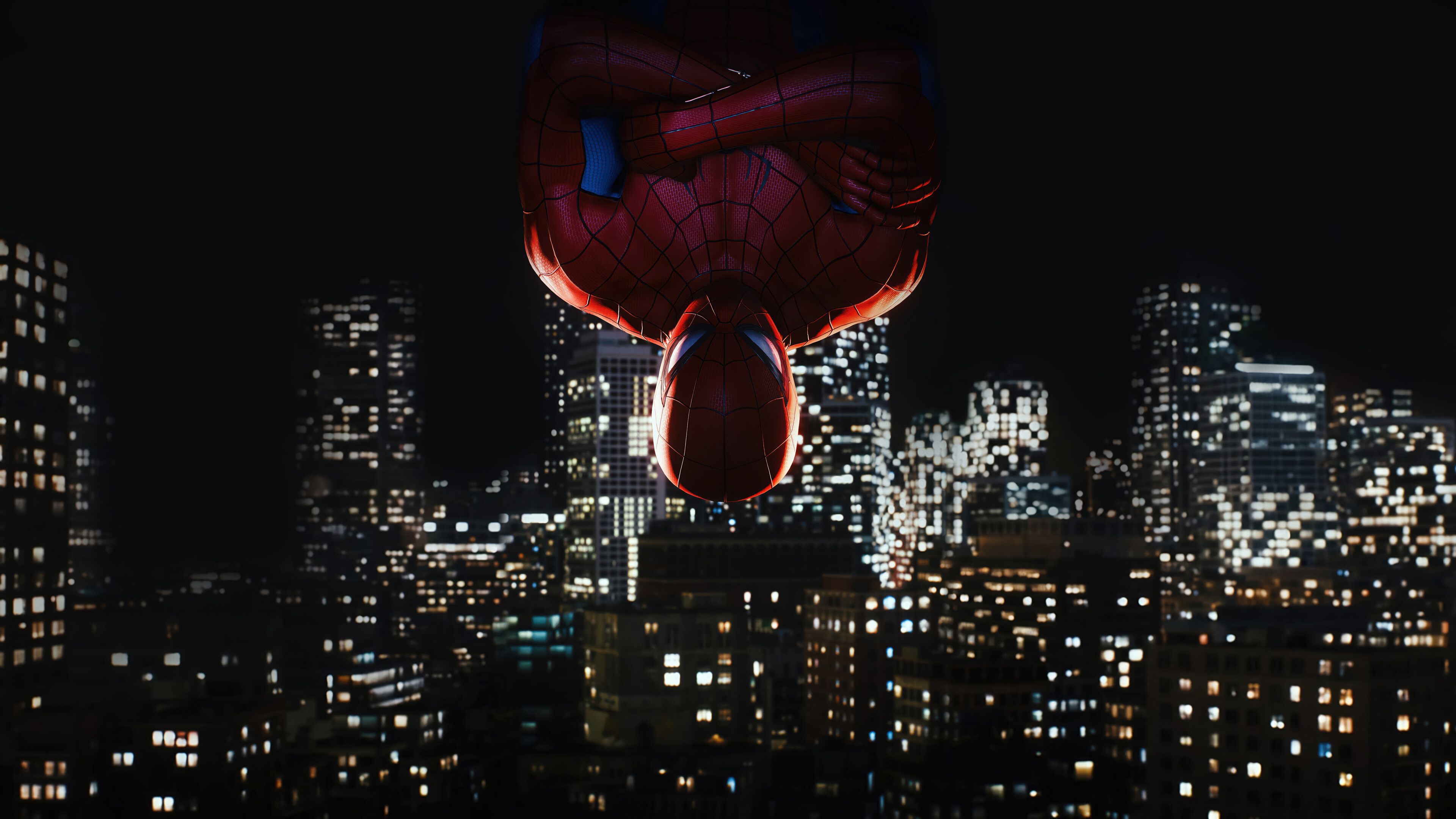 3840x2160 Spider Man 2 Upside Down Brand New Day Suit 8K 4K Wallpaper PC HD