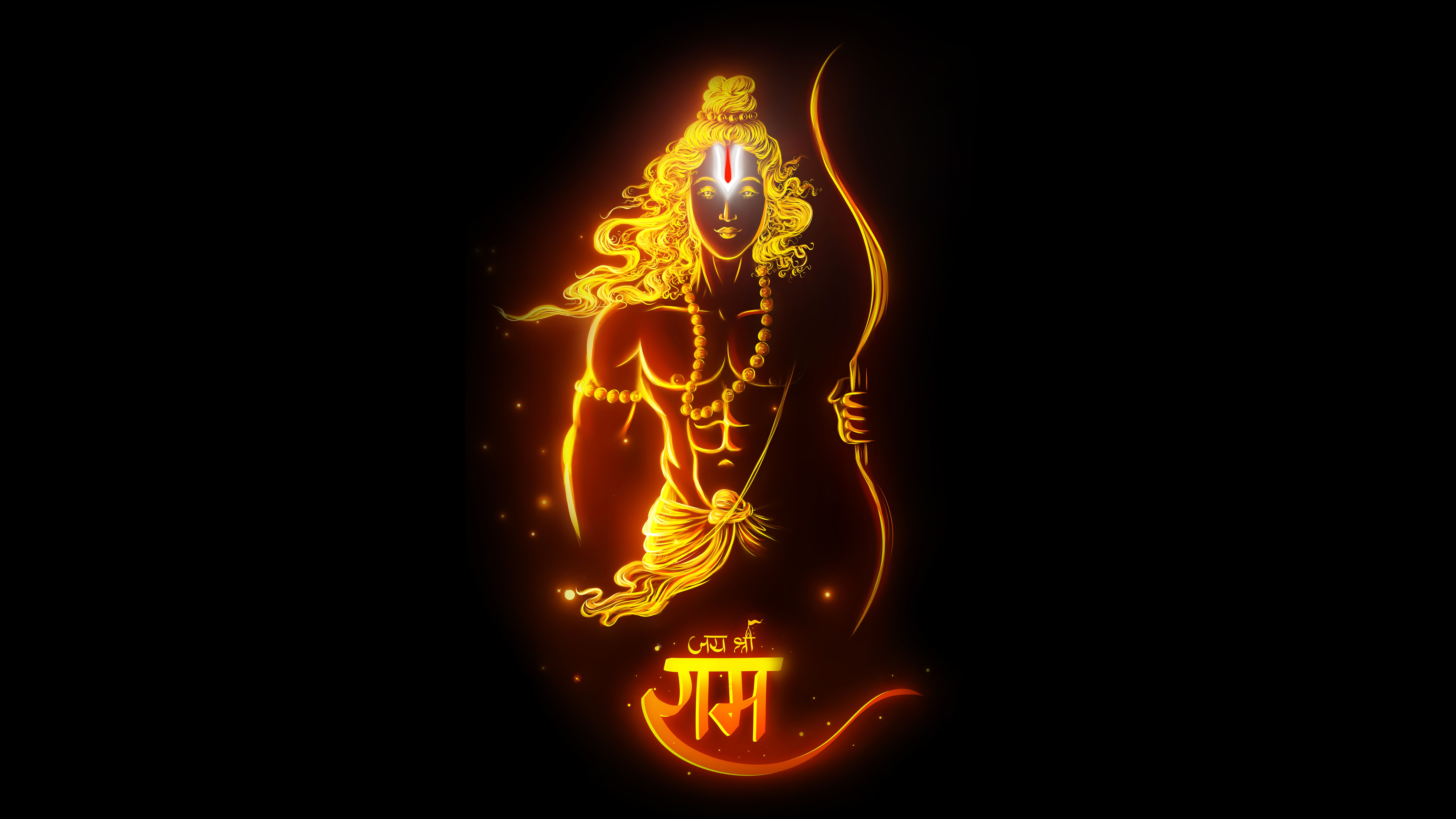 7680x4320 Jai Shri Ram Wallpaper 4K, Hindu God, 8K, Lord Rama, Glowing