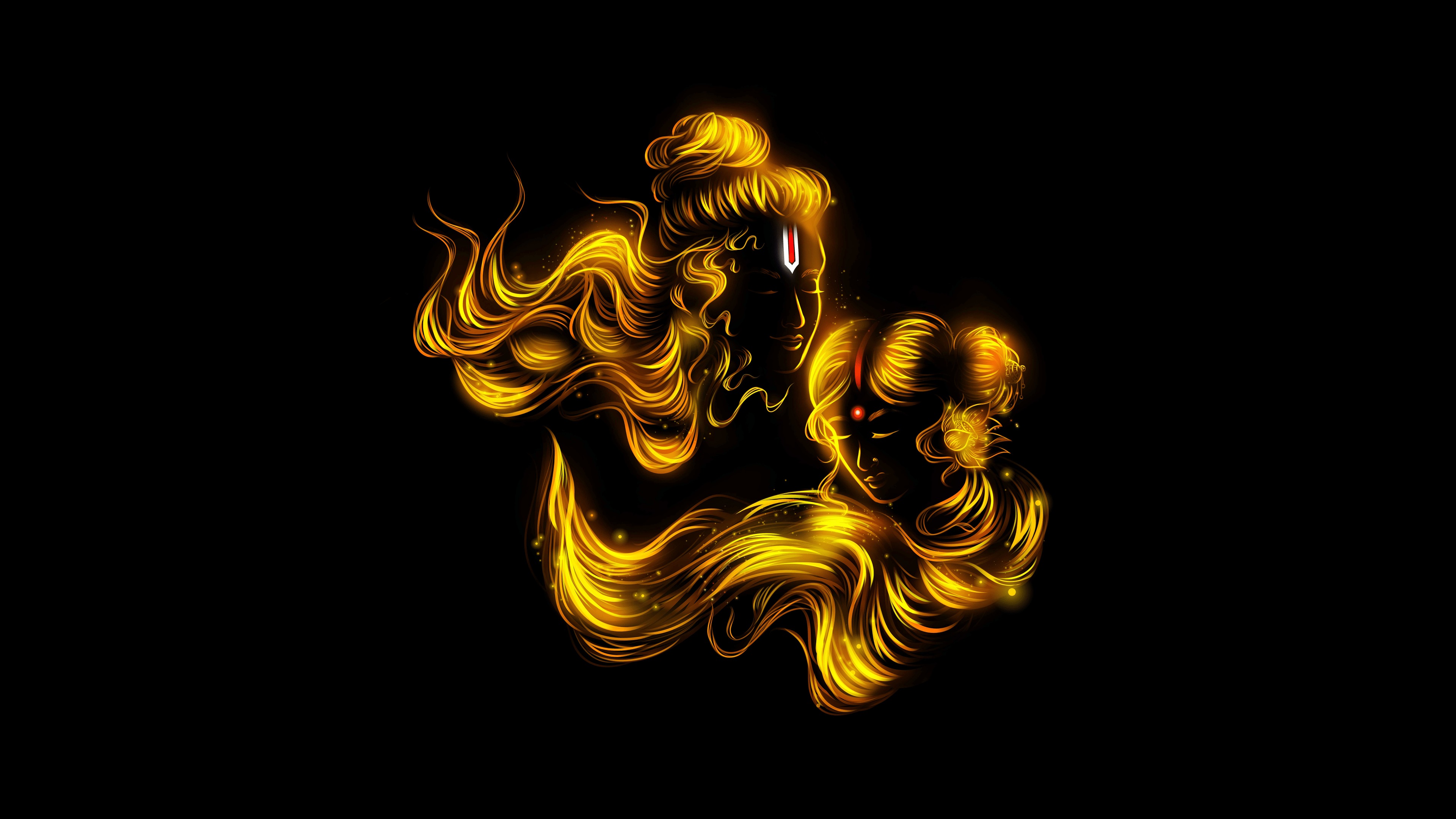 3840x2160 Siya Ram Wallpaper 4K, Glowing, Lord Rama, Goddess Sita