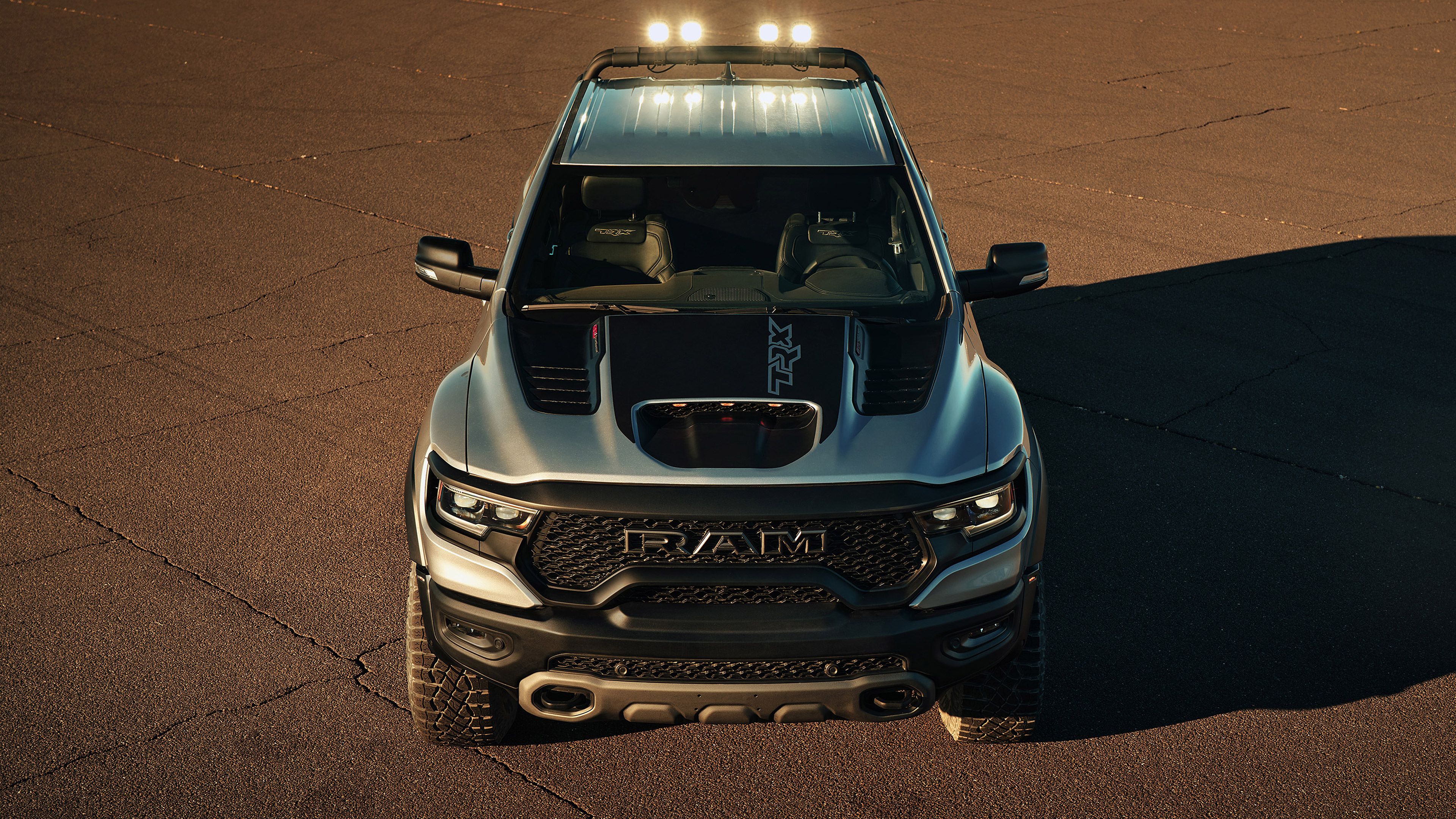 3840x2160 Desktop wallpaper: Ram 1500 Trx, Vehicles, Car, Off Road, Silver Car 4K free download for PC. 993103