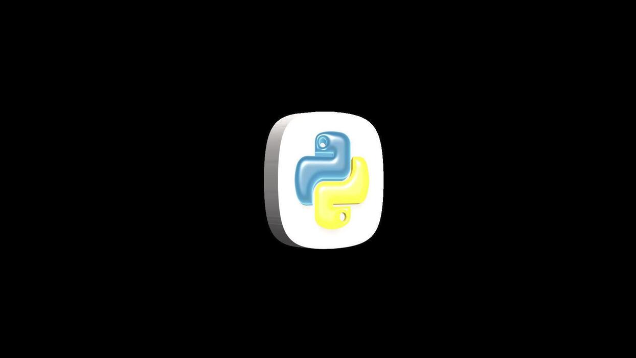 1244x700 Python programing language 3D icon animation transparent background