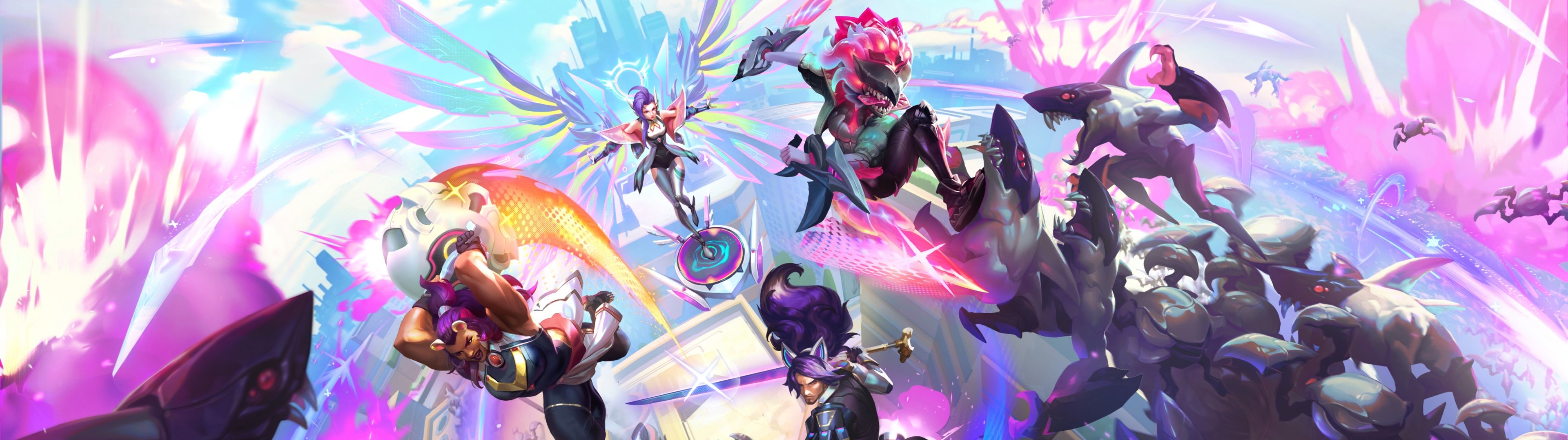 3840x1080 League of Legends Swarm Anima Squad 4K Wallpaper