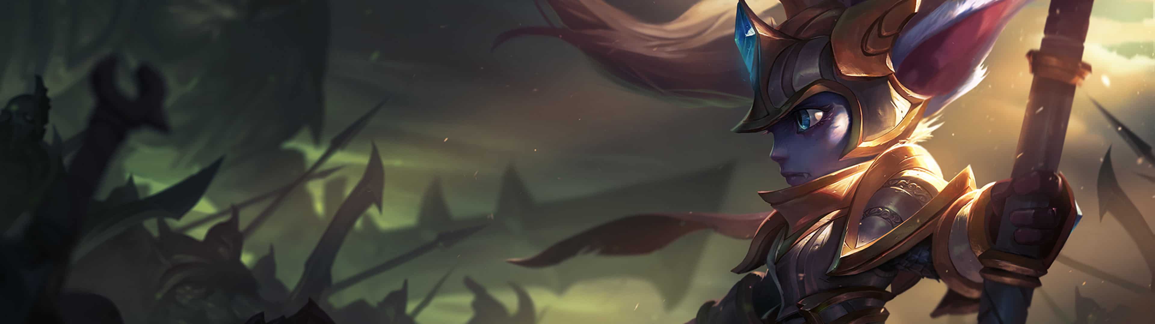 3840x1080 League Of Legends Champion Poppy Dual Monitor Wallpaper