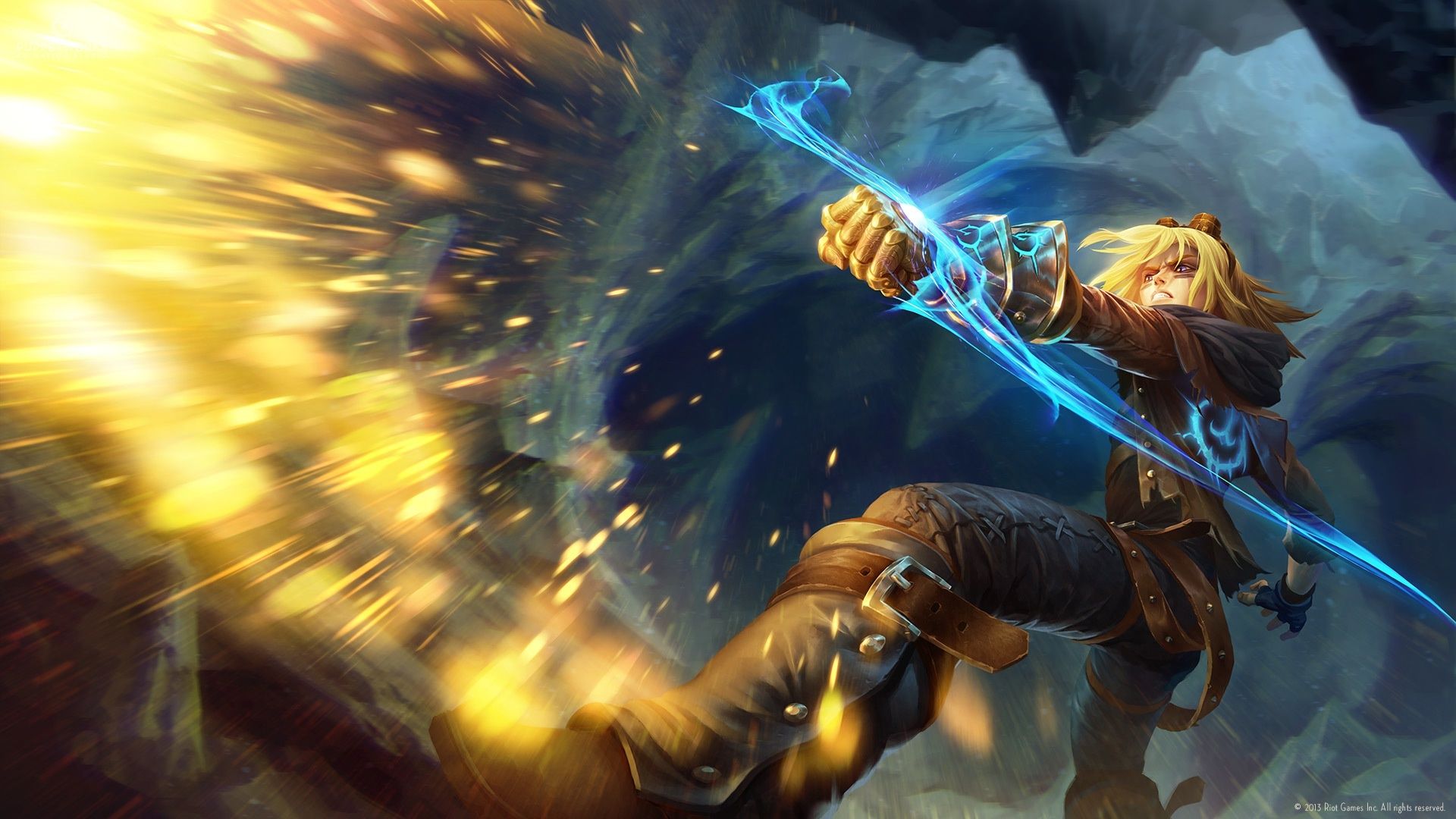 1920x1080 Wallpaper League of Legends, Michal Ivan, rocks, guy, art, magic, ezreal for mobile and desktop, section игры, resolution 1920x1080
