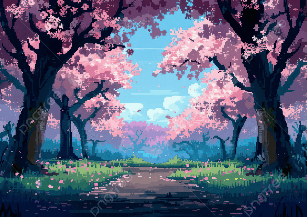 1200x849 A Serene Pixel Art Scene Of Cherry Blossom Path With Vibrant Colors And Tranquil Atmosphere, Cherries, Blossom, Trees Background Image And Wallpaper for Free Download