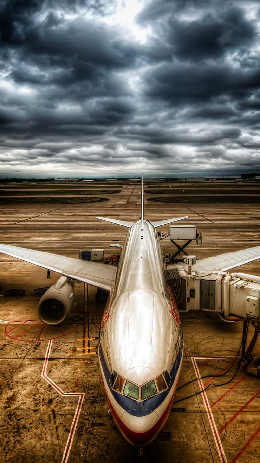 1080x1920 Download Commercial_ Aircraft_ Under_ Stormy_ Wallpaper