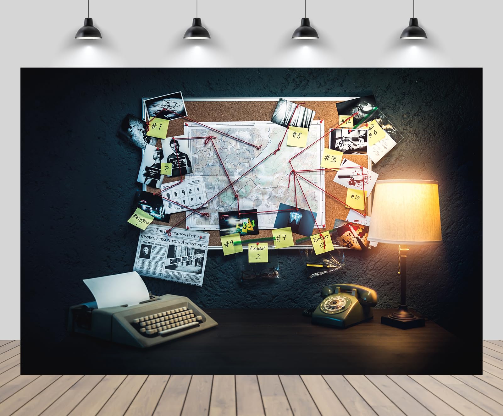 1600x1324 Amazon.com : CHNYWORK 12x10ft Detective Board Backdrop Crime Scene Photo Map Evidence Clues Spies Old Telephone Typewriter Background Secret Mission Murder Mystery Party Decor Portrait Photo Booth Studio Props