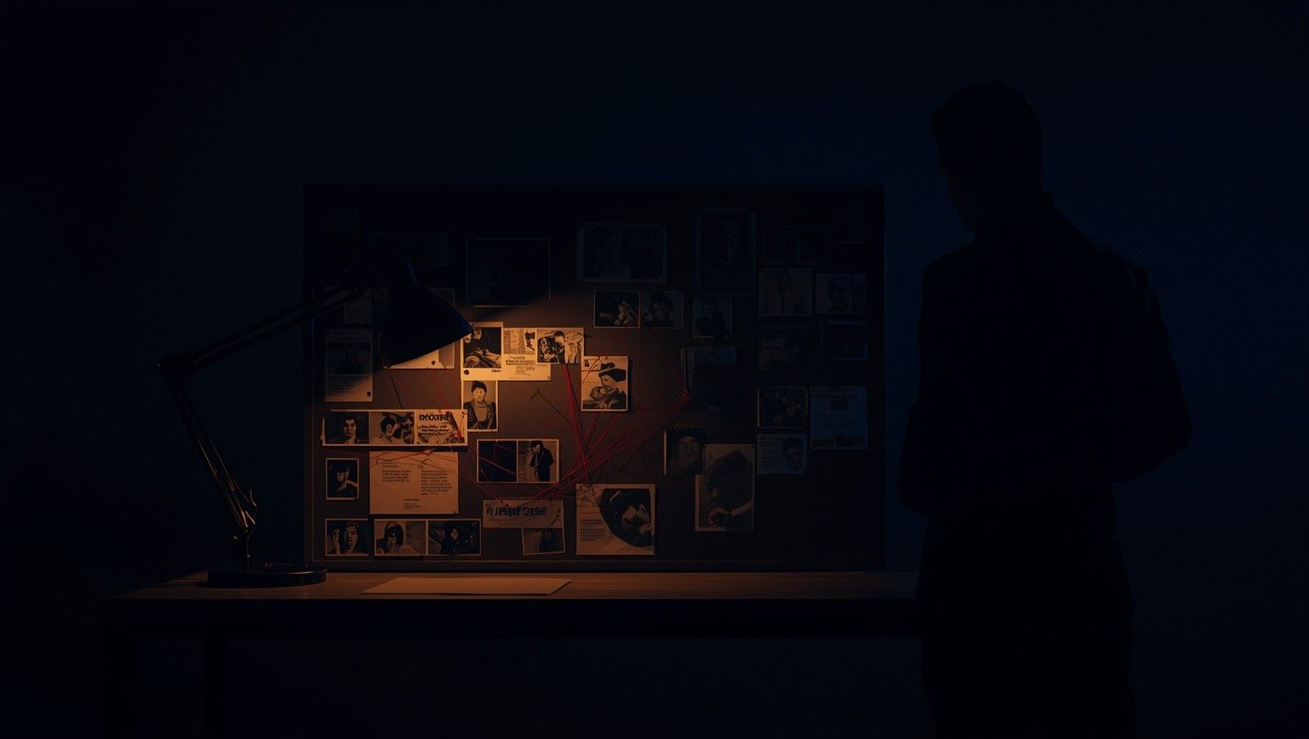 1472x832 Download Intricate Detective Board Image, Detective, Mystery