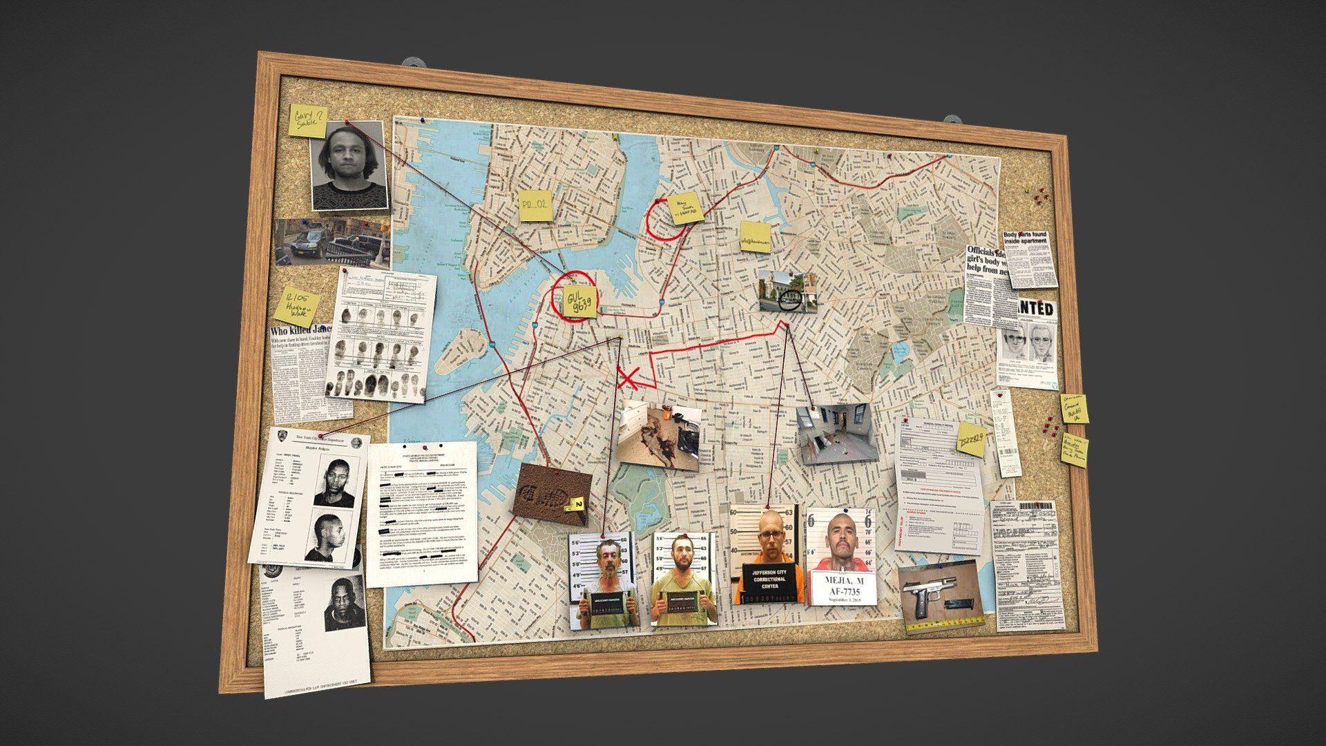 1920x1080 Detective Pinboard model by kanistra [f5b6543]