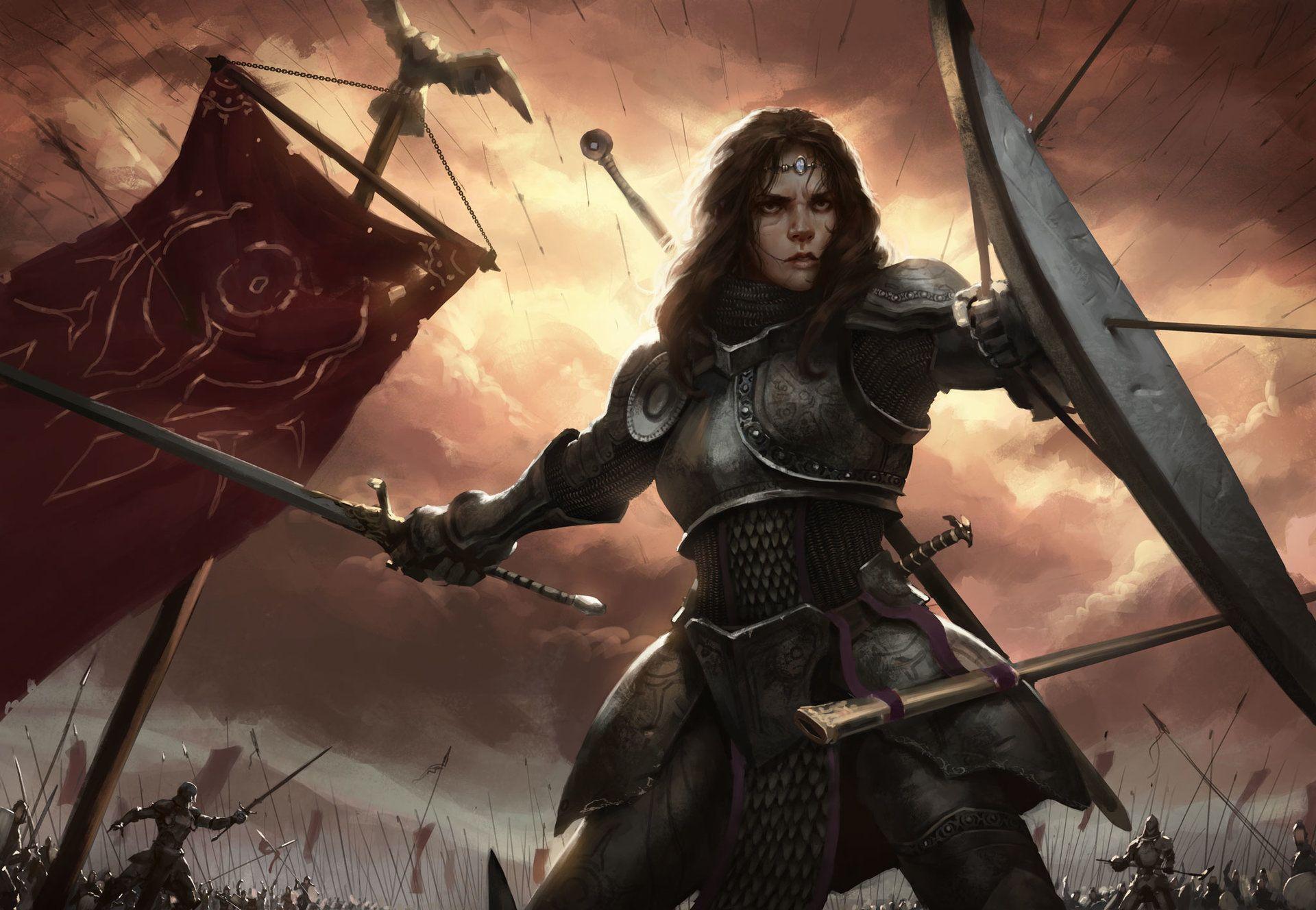 1920x1328 Fantasy Warrior Woman: HD Wallpaper of Battle Ready Valor by Manuel Castañón