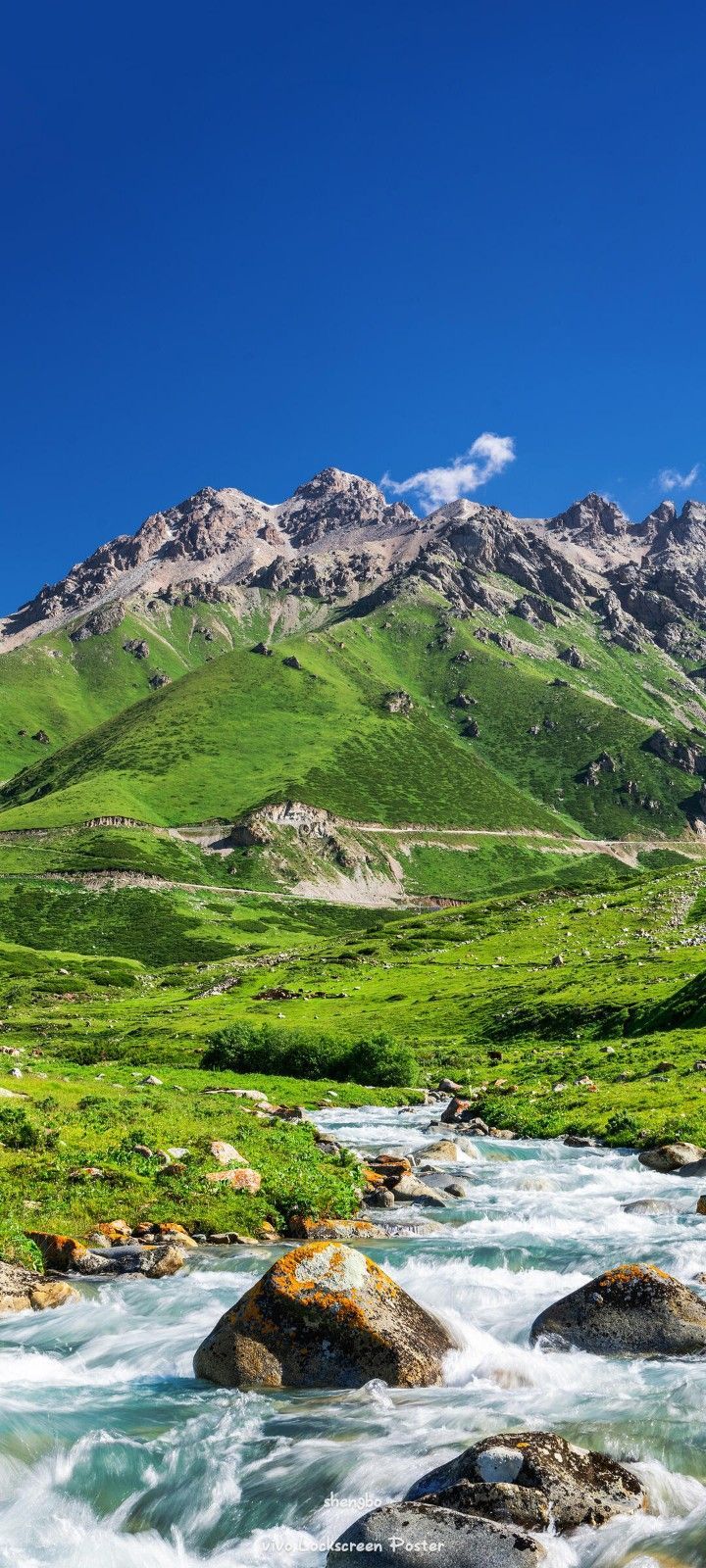 720x1600 Green Mountains with Flowing Water. Pakistan scenery wallpaper, Beautiful nature pakistan wallpaper, Mountain valley background hd