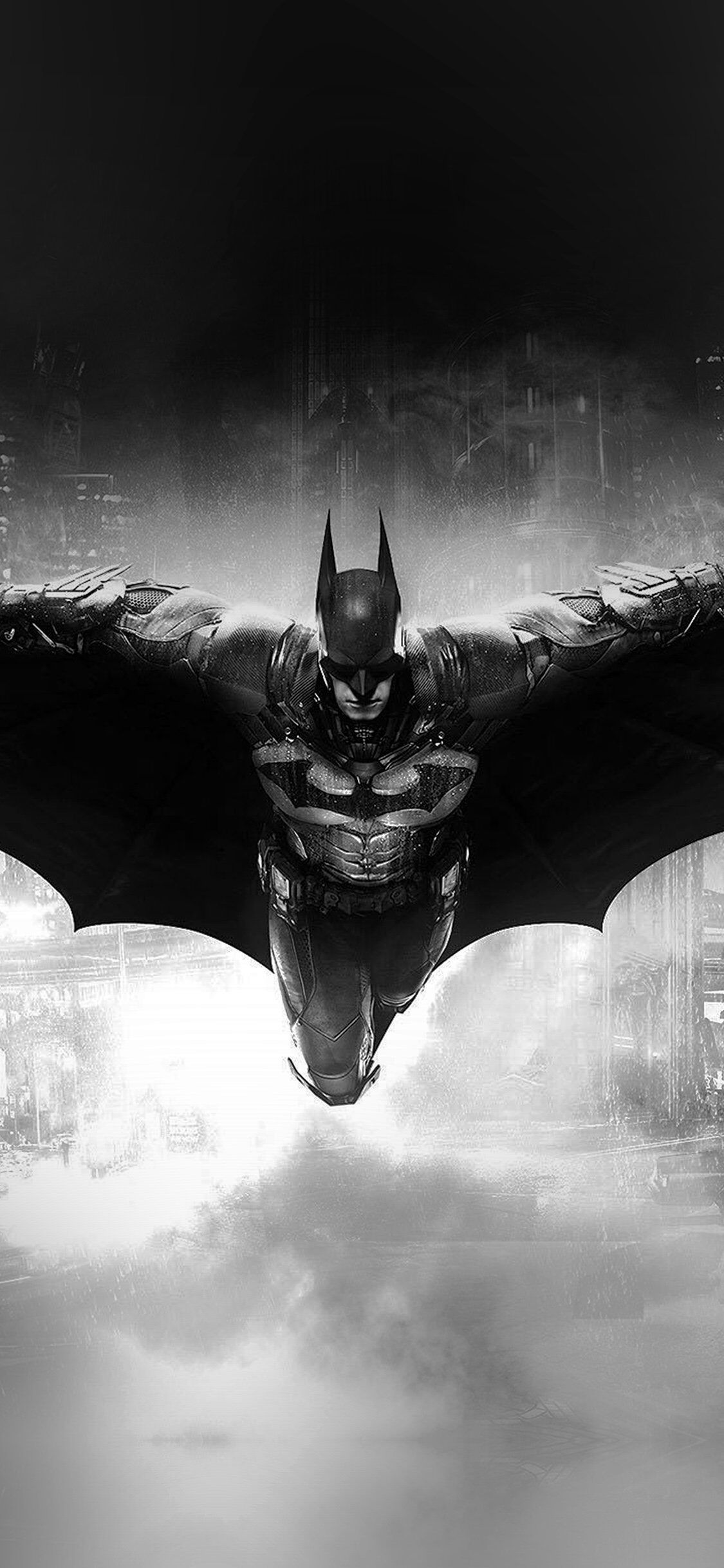 1125x2436 Batman Dark Bw Game Hero Art Illust iPhone Wallpaper