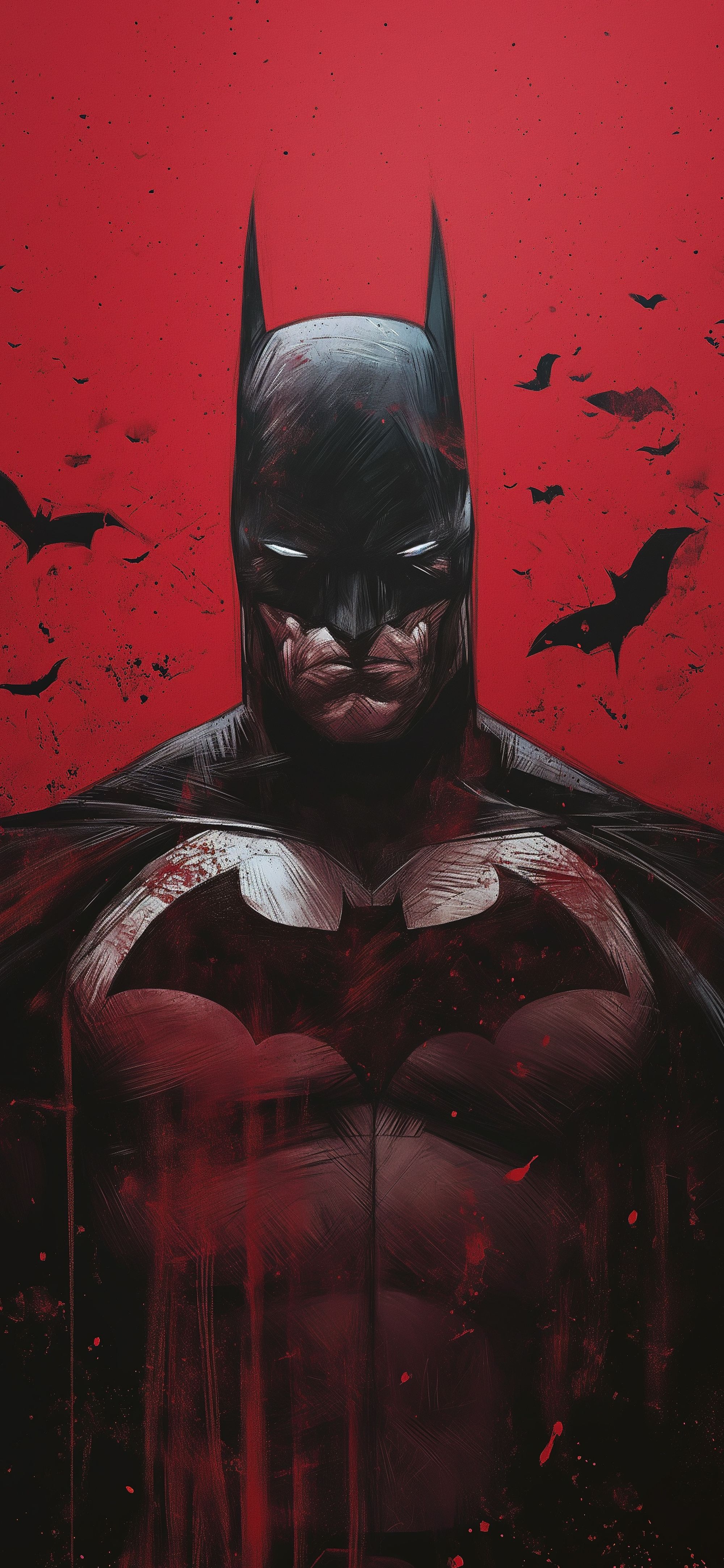 2000x4329 Batman Heroic Figure Dark Red Comics Wallpaper