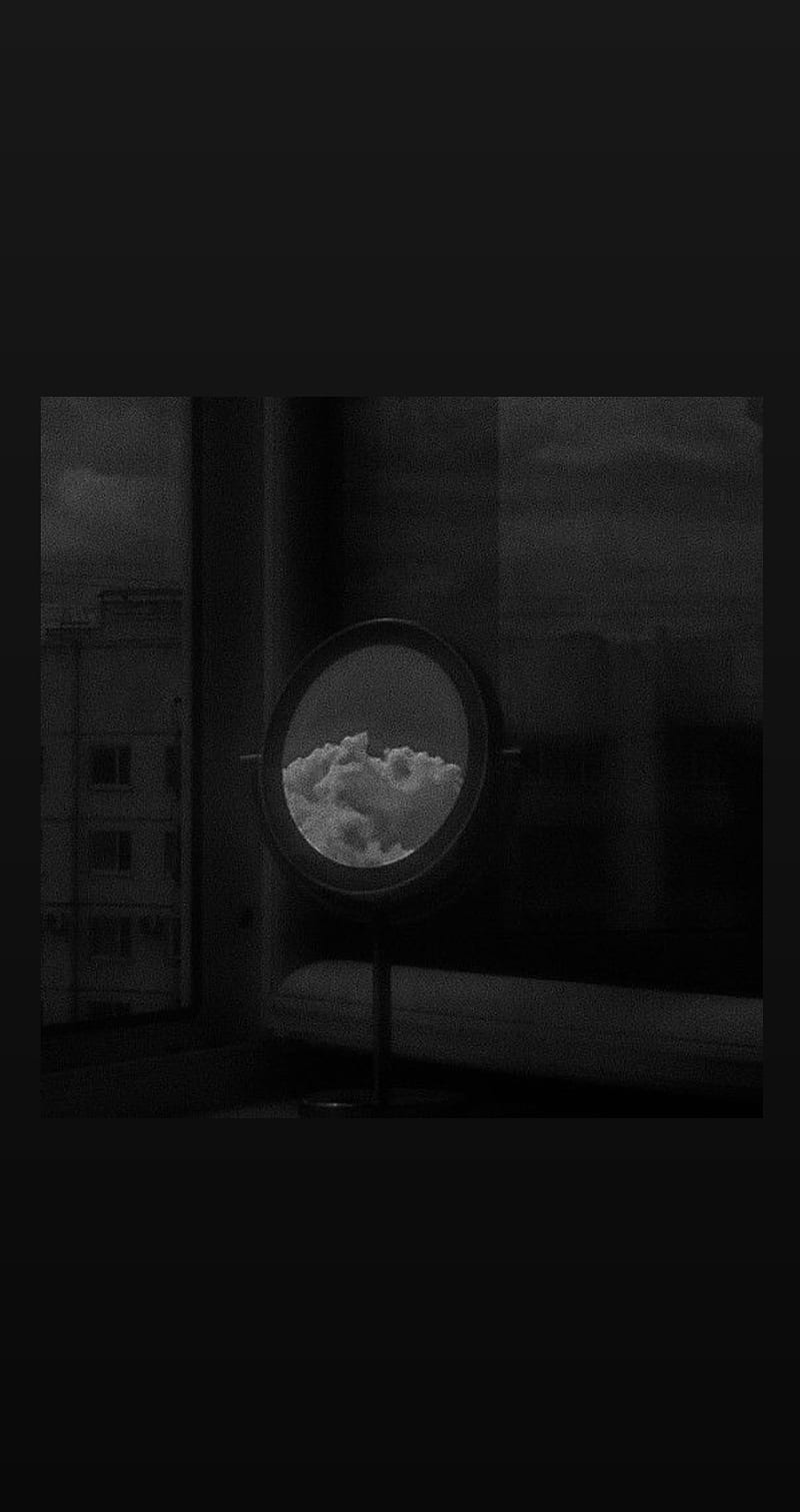 800x1513 Black aesthetic, aesthetic, black, white, espejo, clouds, retro, saramaya, HD phone wallpaper