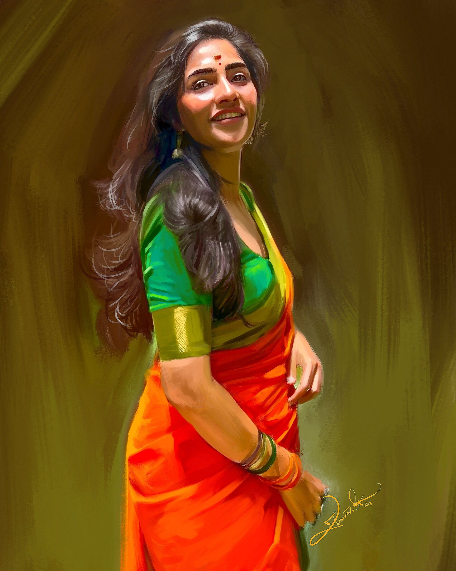 1920x2400 Jeeva Artist SK Rukmini Vasanth Painting 2024 #Rukminivasanth #Rukmini_vasanth #rukmini
