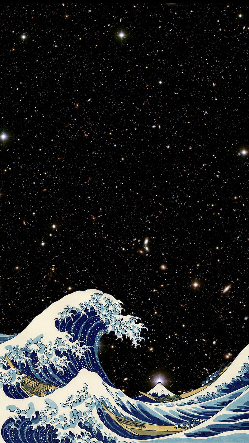 800x1422 Great nightwave, AMAZING, fuji, japan, mountain, night, sky, space, stars, water, HD phone wallpaper