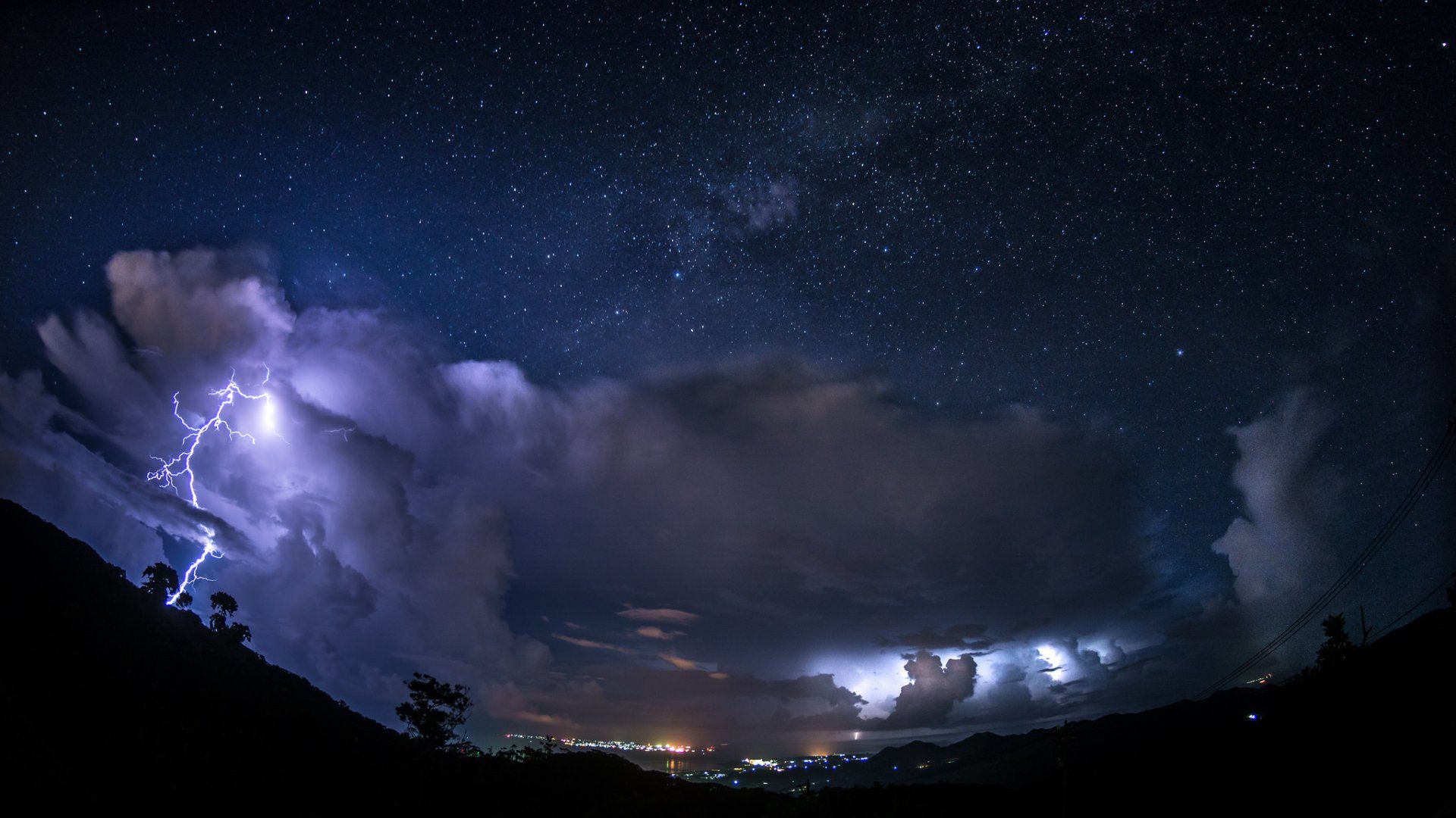 1920x1080 Download Star Night Cloud Japan Okinawa Photography Lightning HD Wallpaperx1152