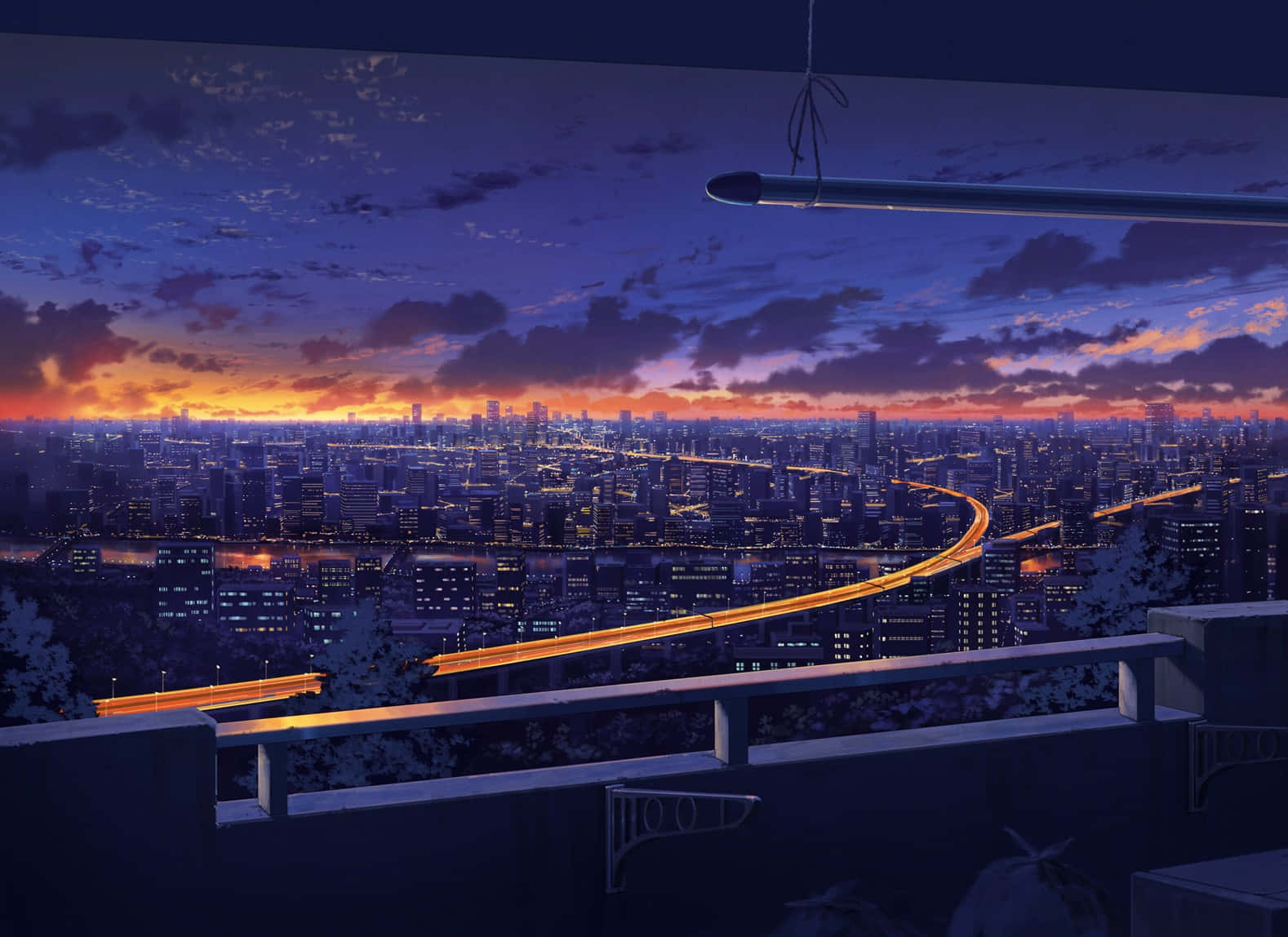 1578x1148 Download Japan Anime Metropolis Night Sky Wallpaper