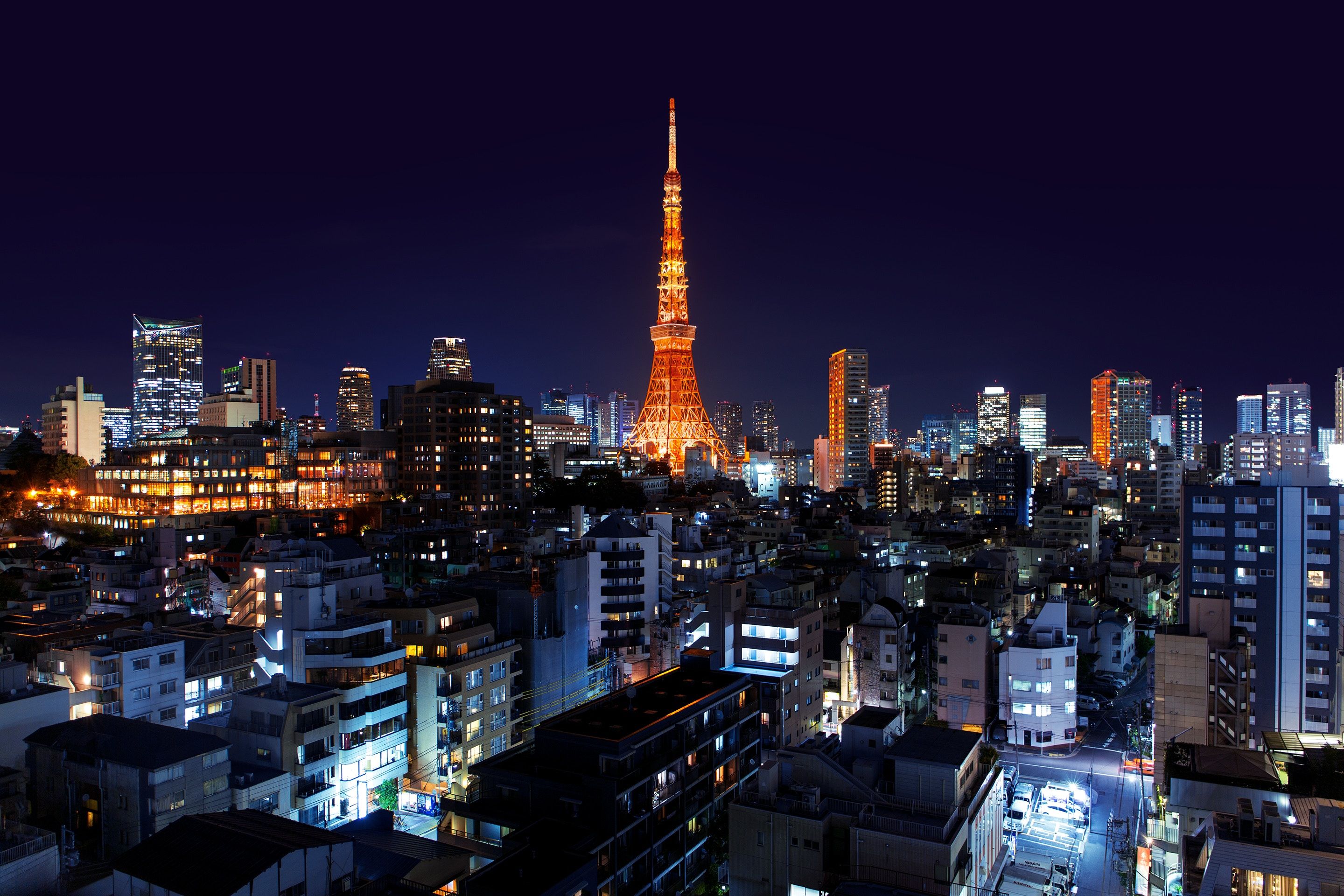 2880x1920 Phone wallpaper: Japan, Night City, Tower, Cities, Minato, Roppongi 141426