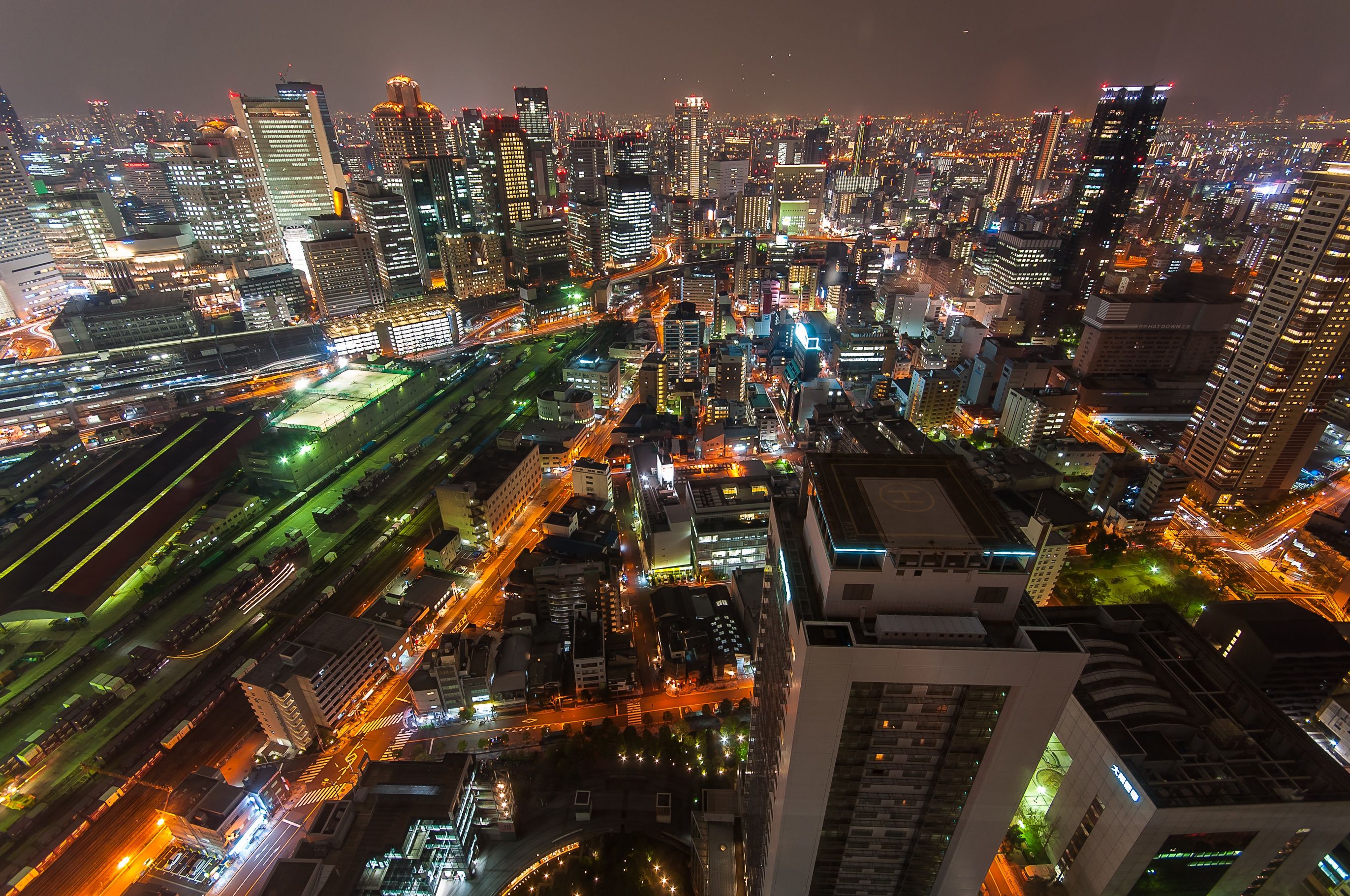 2743x1822 Wallpaper night, Japan, night city, megapolis, skyline, Osaka, Osaka, Umeda Sky Tower for mobile and desktop, section город, resolution 2743x1822