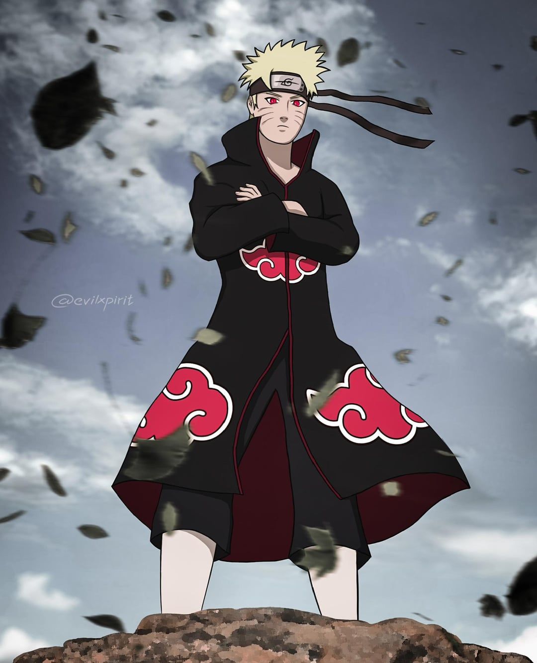 1080x1334 Evil Naruto/ Naruto as an Akatsuki member. Striking Madara's iconic pose. Fanart