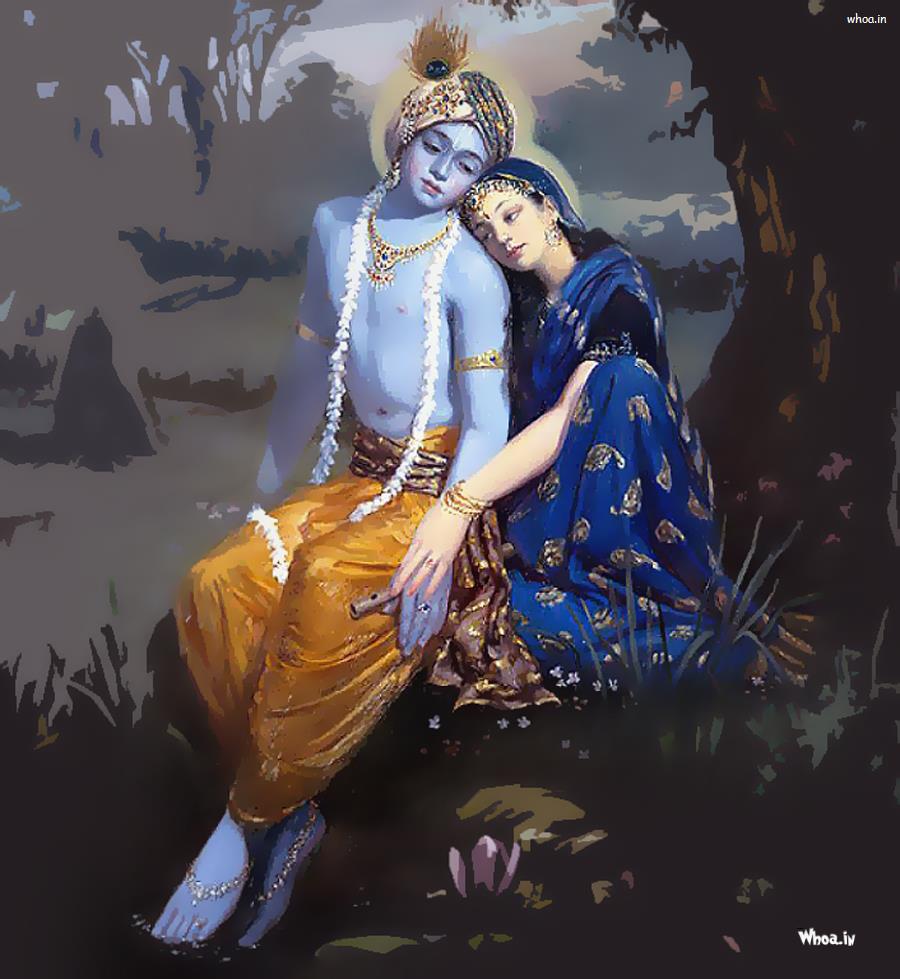 900x979 Radha And Krishna Sad Natural Hand Painting
