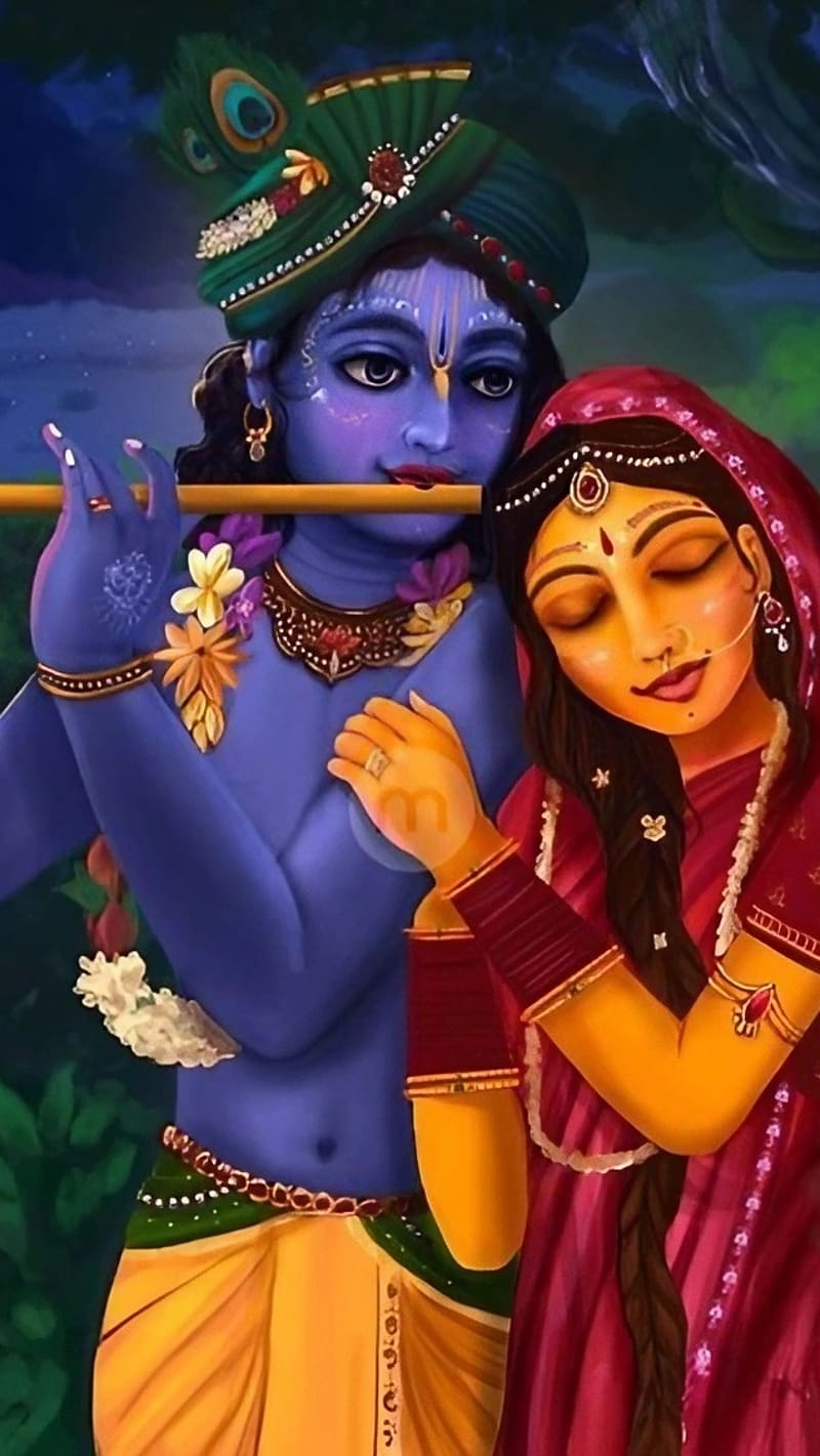 800x1421 Radha Krishna Ji Ki, Painting Art, lord, god, HD phone wallpaper