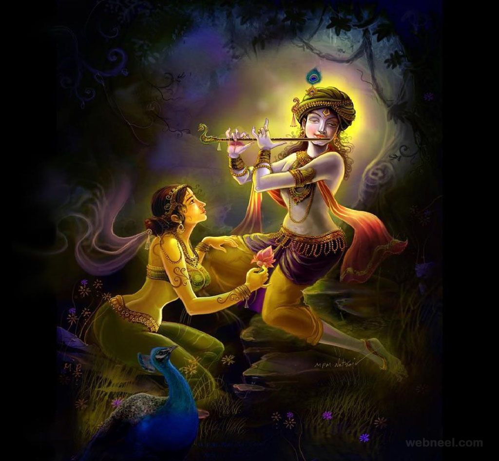 1024x946 Radha Krishna Painting Wallpaper