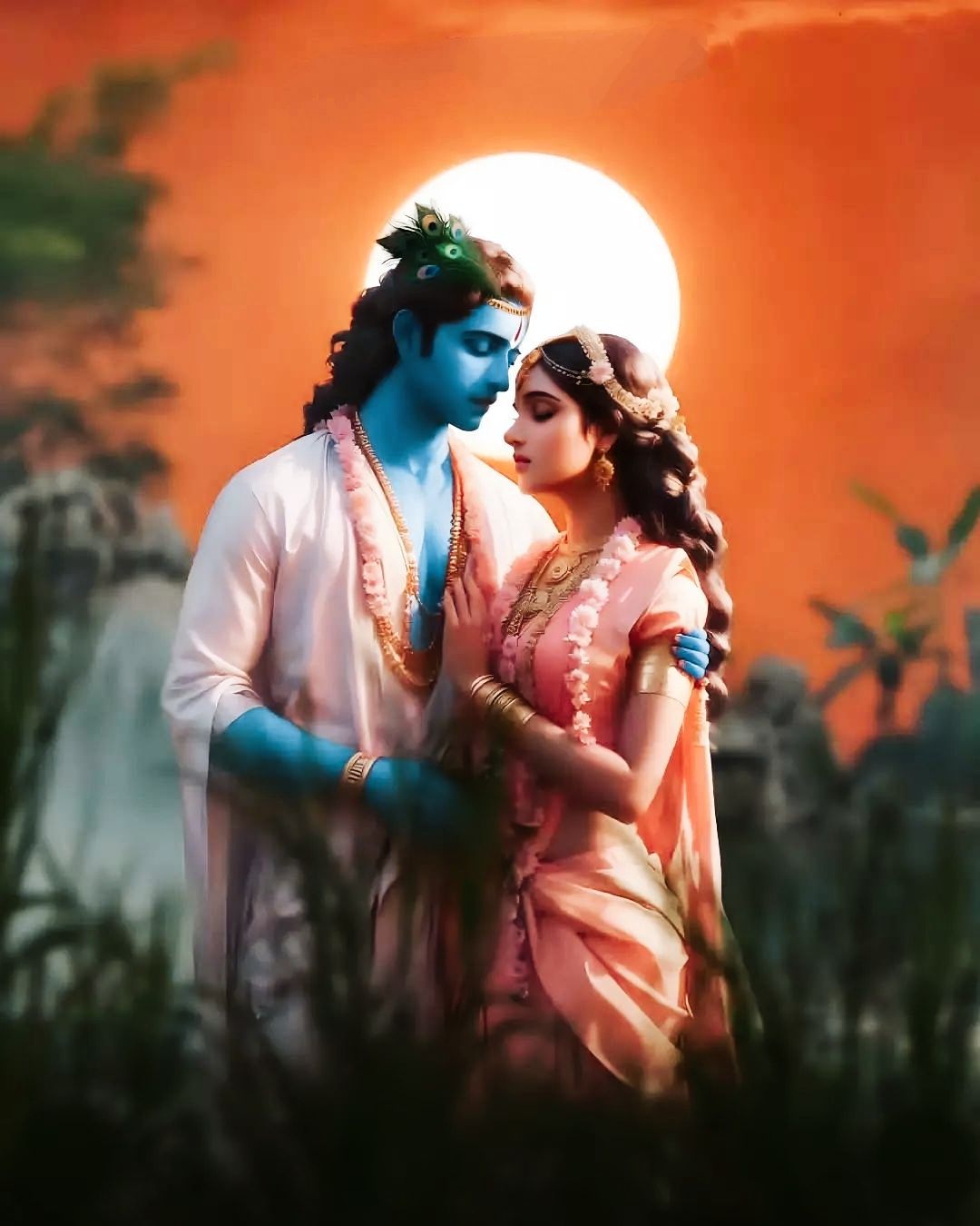 1080x1350 Radha Krishna Image Mixing Image