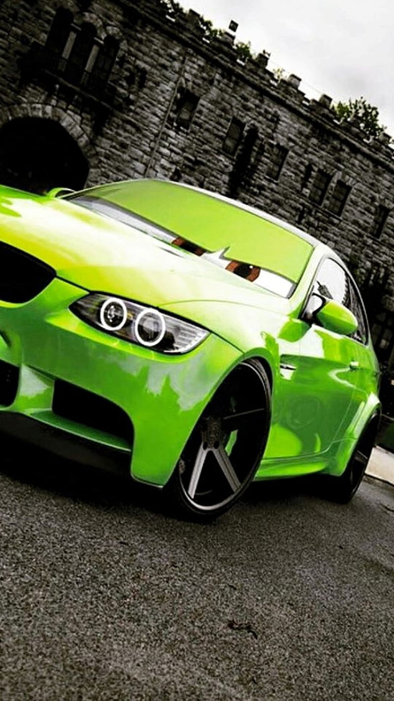 800x1420 Bmw, car, face, green, HD phone wallpaper
