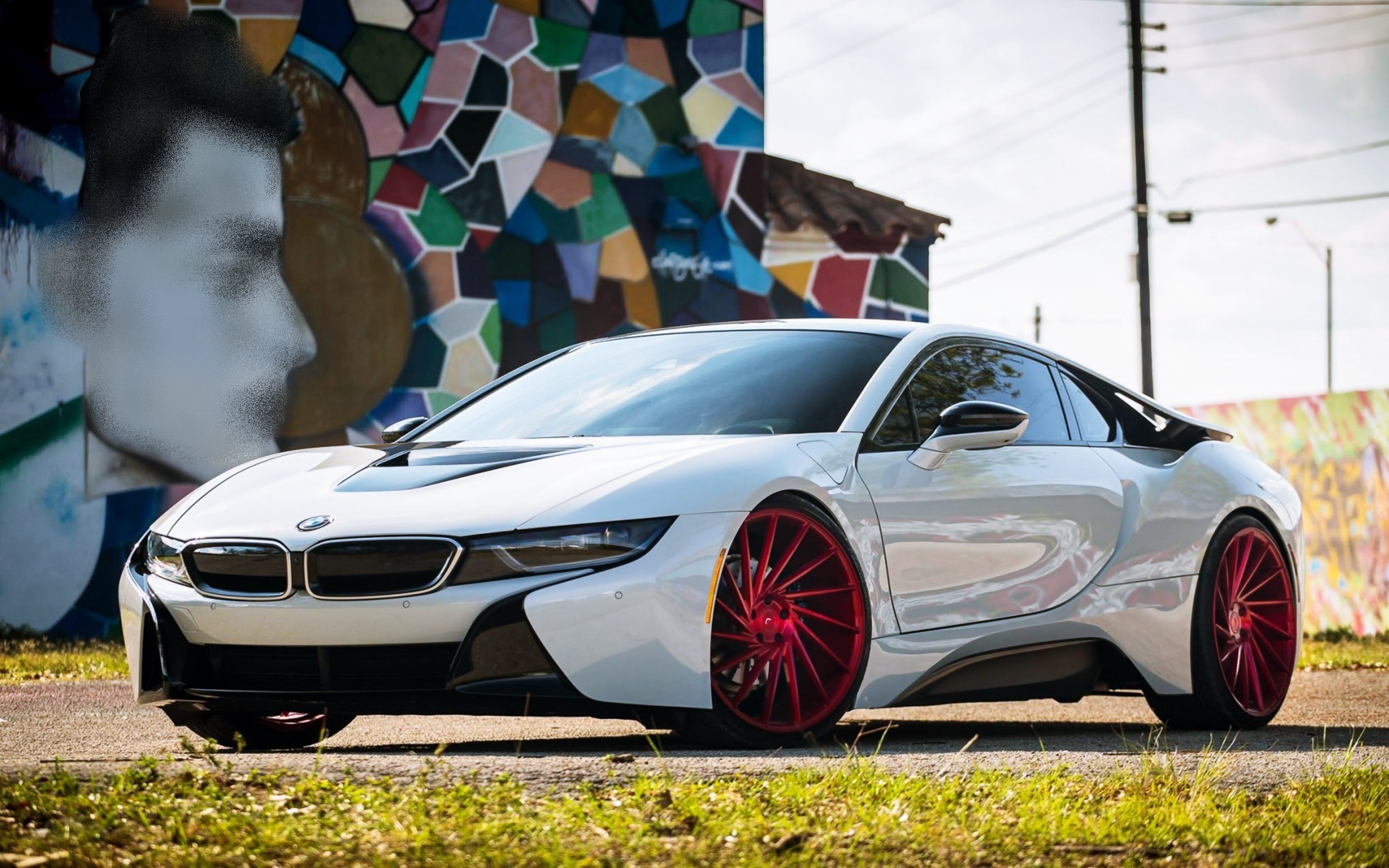 3840x2400 bmw, I Electro, Cars, Tuning, White, German, Wall, Drawing, City, Town, Speed, Motors Wallpaper HD / Desktop and Mobile Background