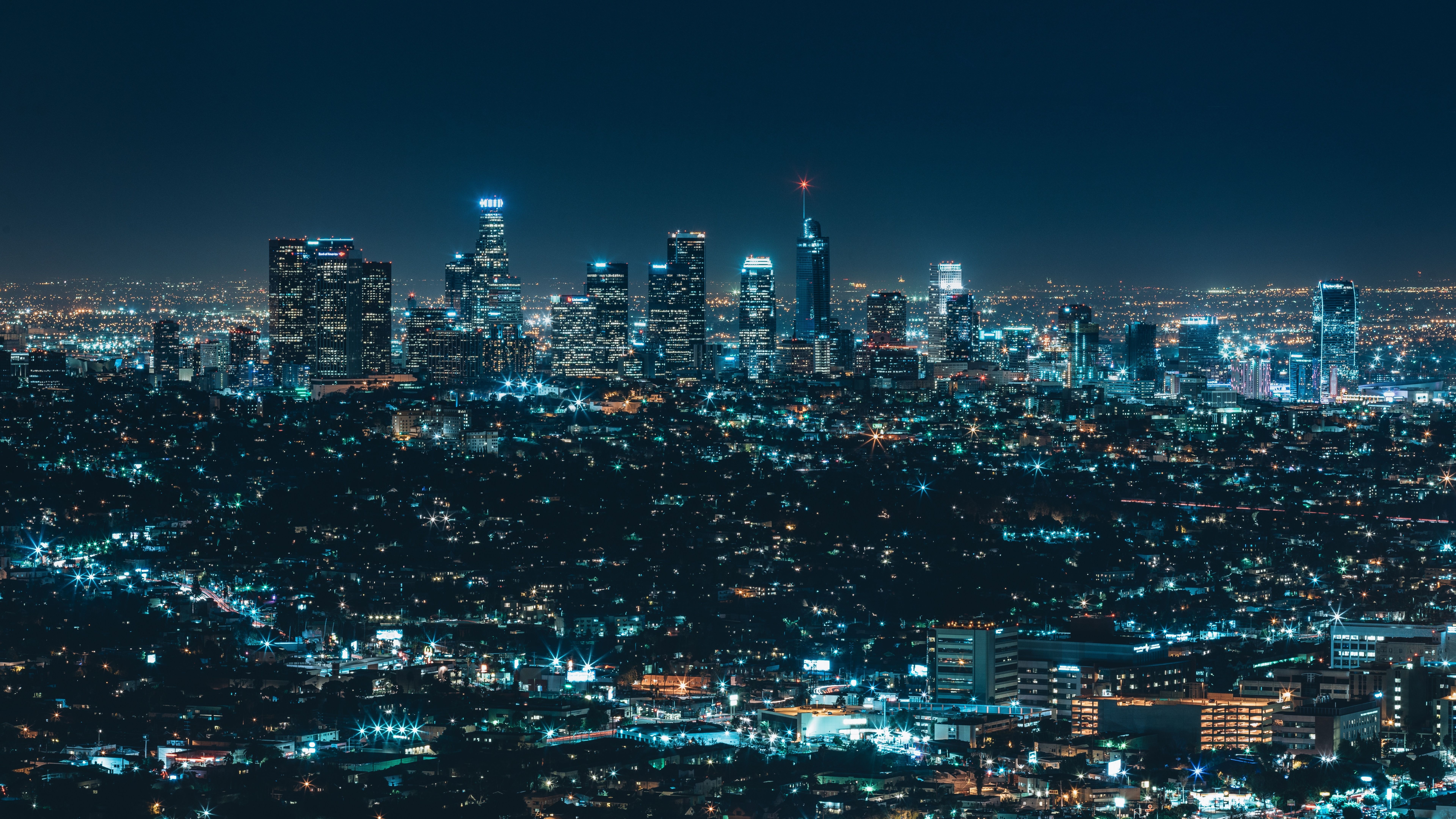 7680x4320 Los Angeles City Wallpaper 4K, Night City, City lights