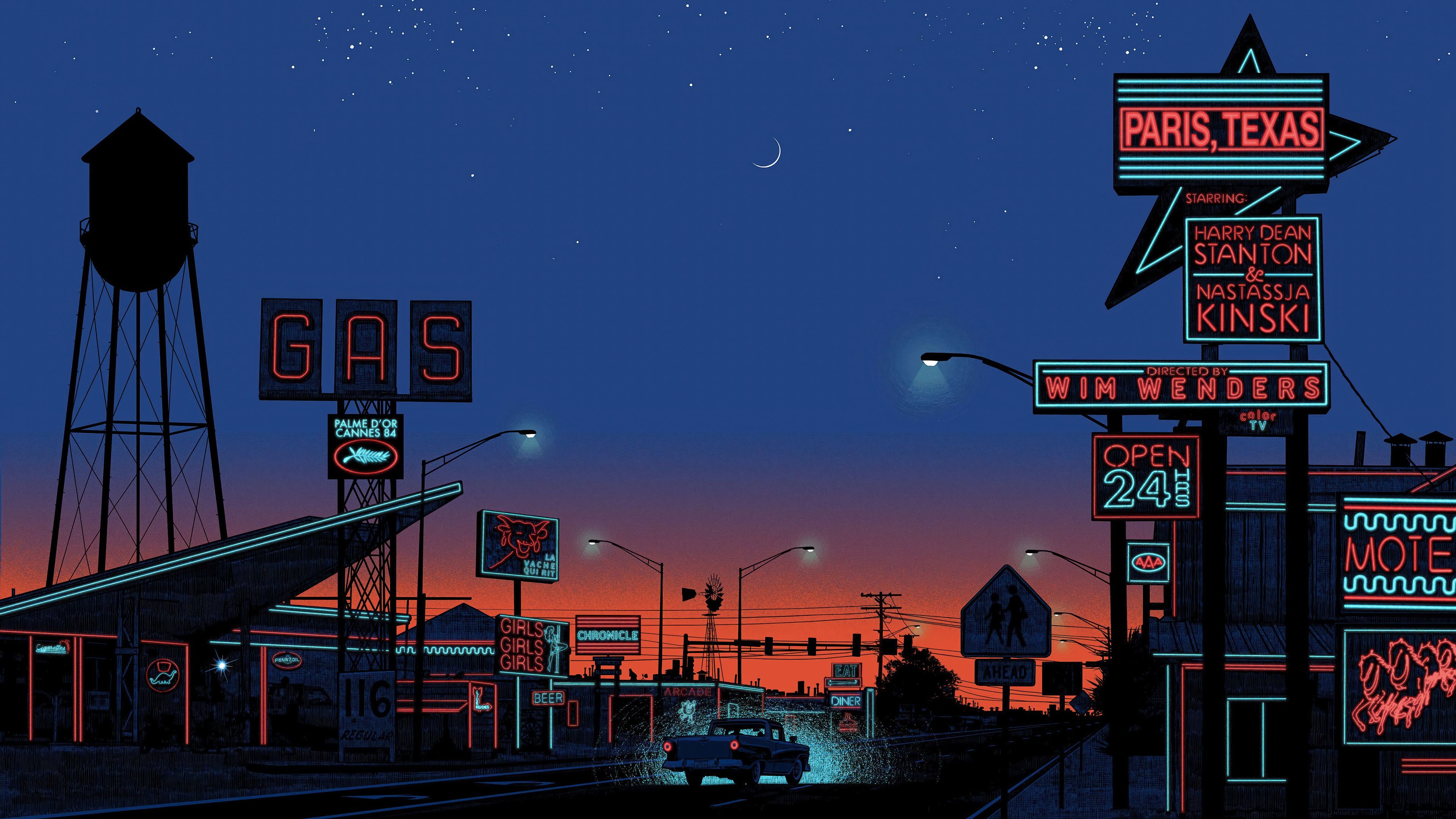 3840x2160 Town Night Sunset Digital Art Wallpaper 4K HD PC e