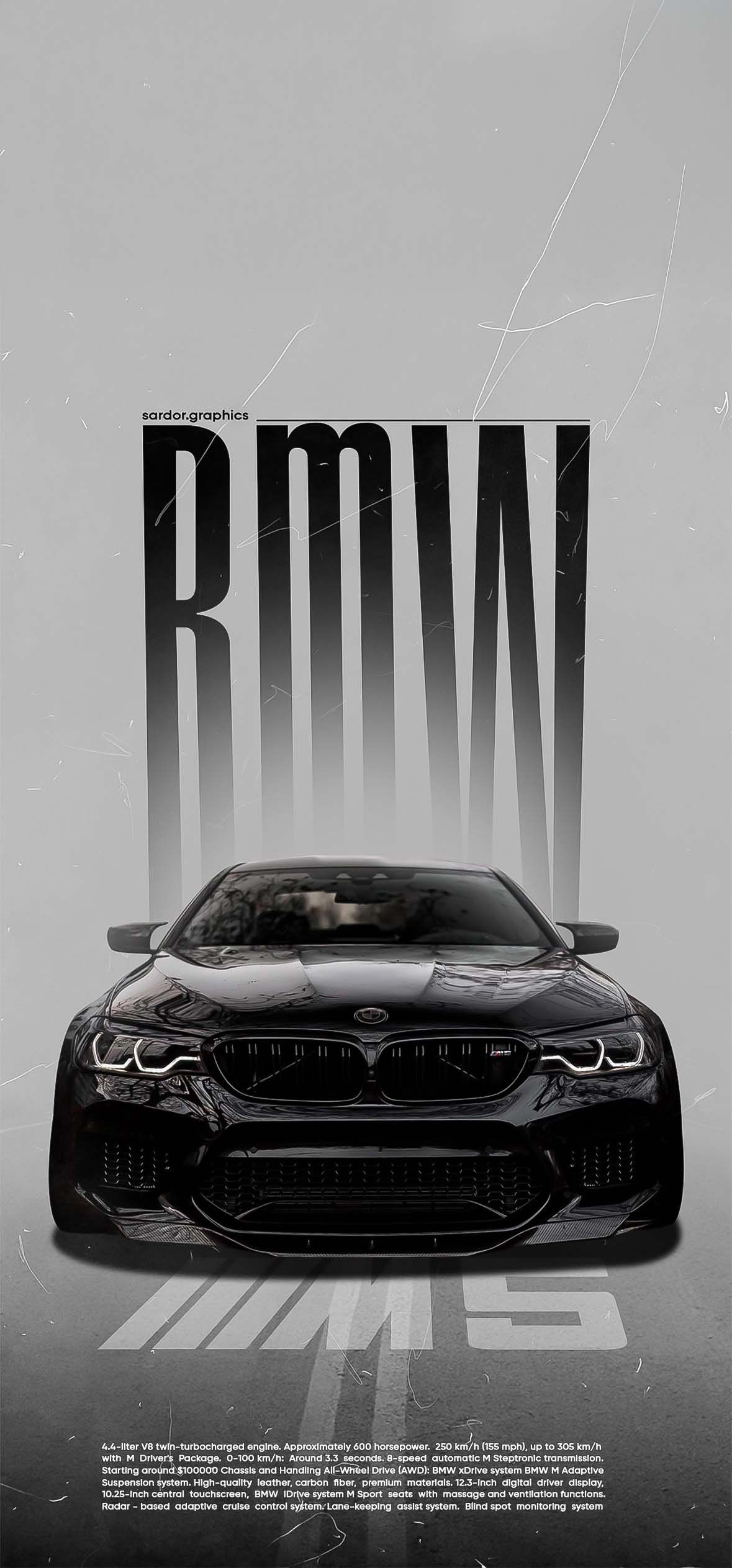 1179x2526 BMW Black And White Wallpaper