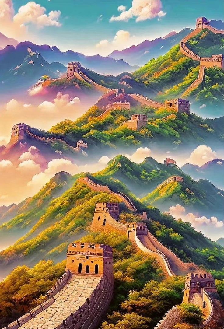 736x1081 Great Wall of China Painting. Great wall of china drawing ideas, Great wall of china
