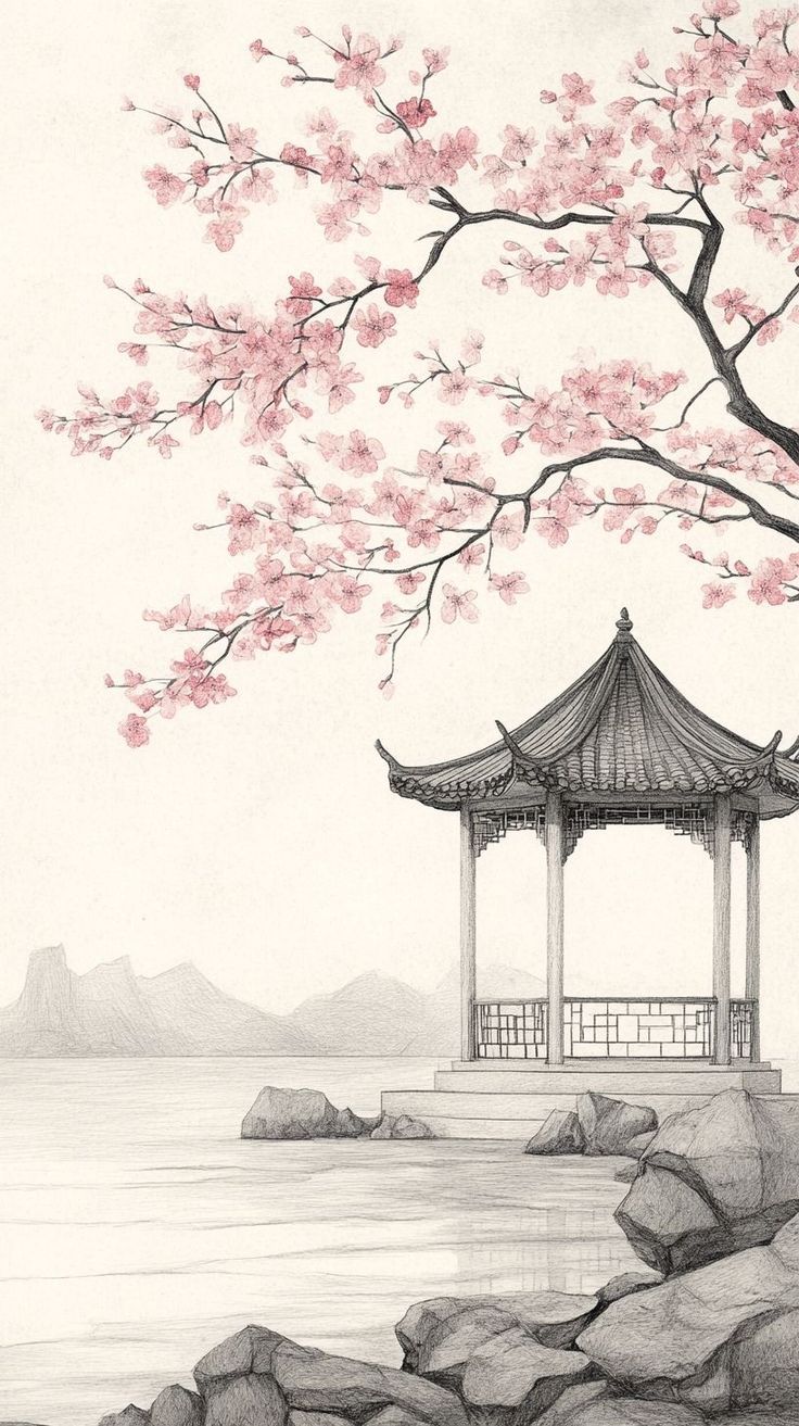 736x1313 Aesthetic japanese cherry blossom wallpaper. Chinese drawing background aesthetic, Wallpaper iphone cherry blossom, Spring blossom