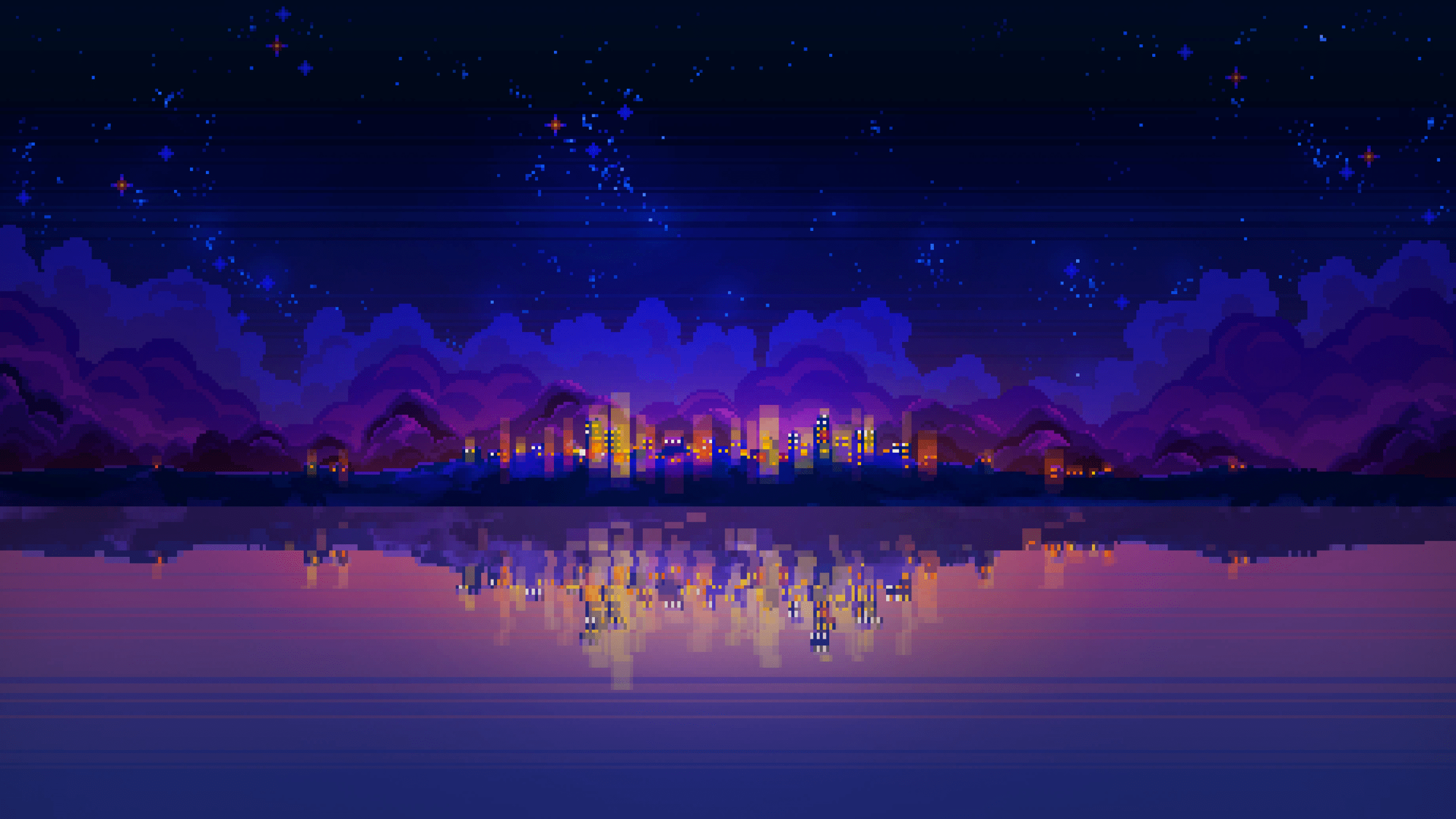 2560x1440 Night Pixel Art