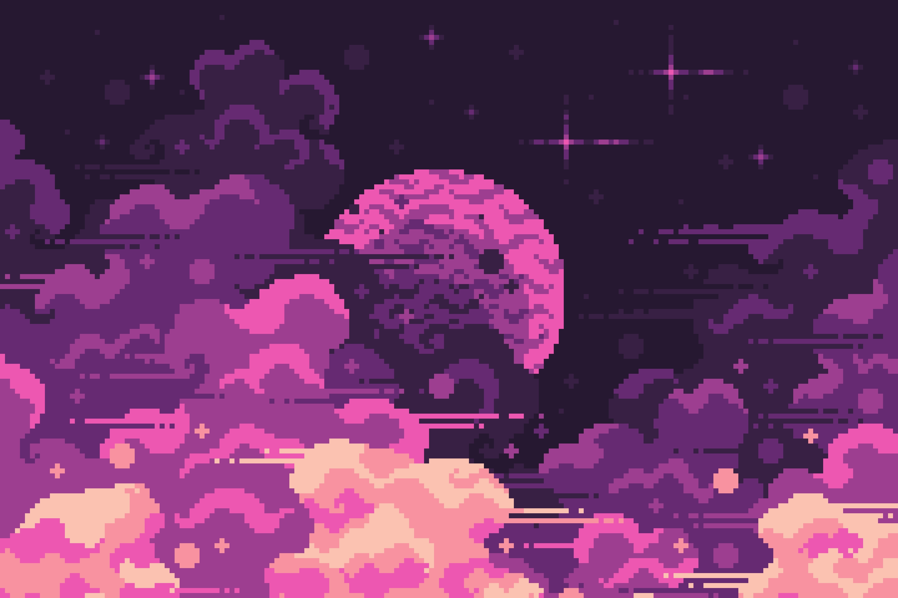 2880x1920 Desktop wallpaper: Pixel Art, Artistic, Moon 4K free download for PC. 1015954