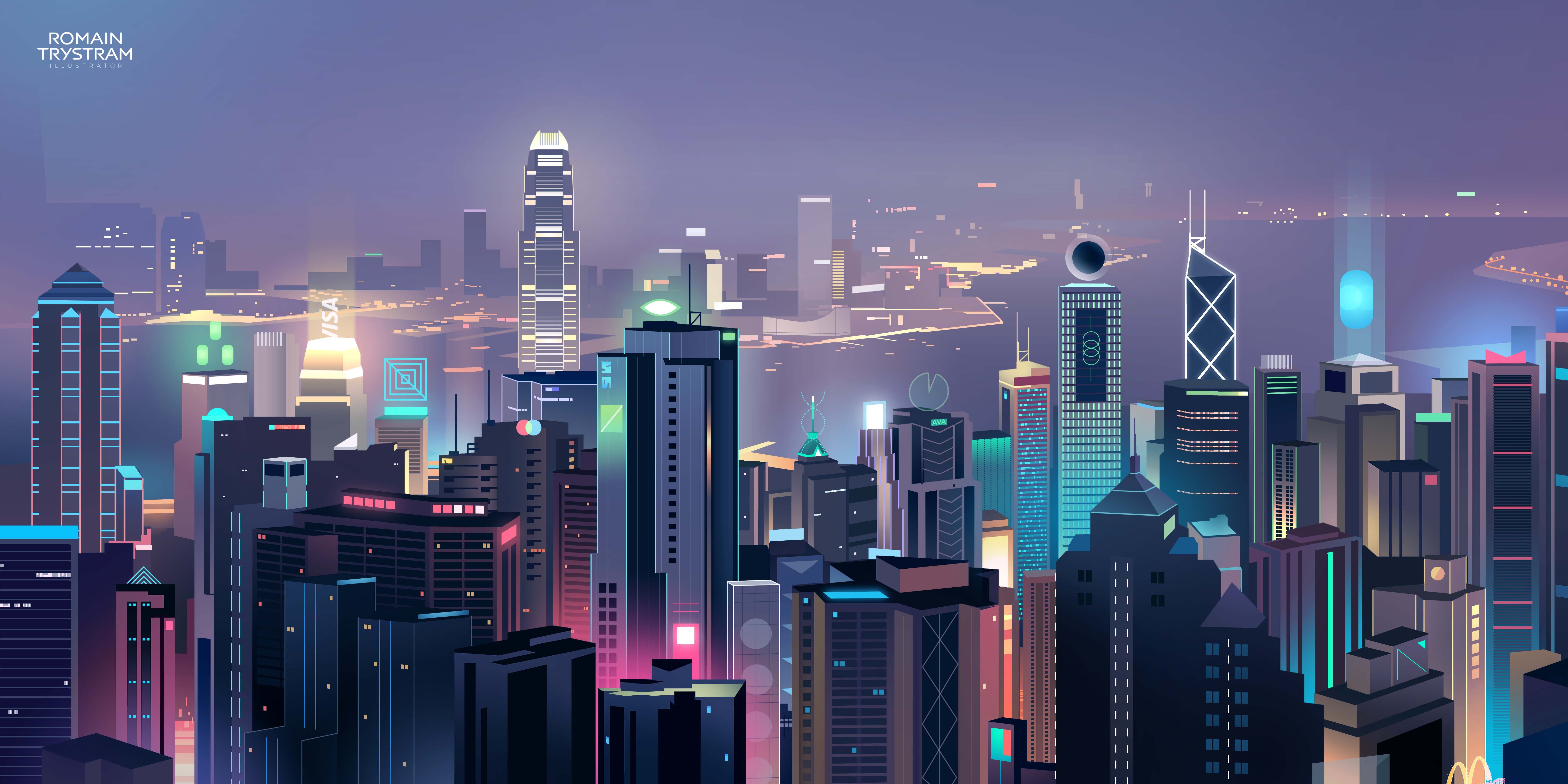 7677x3840 skyline by Romain Trystram on Dribbble