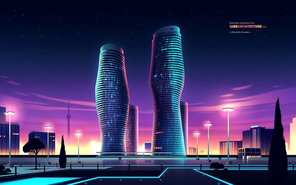 1240x775 Stunning skyscrapers illustrations